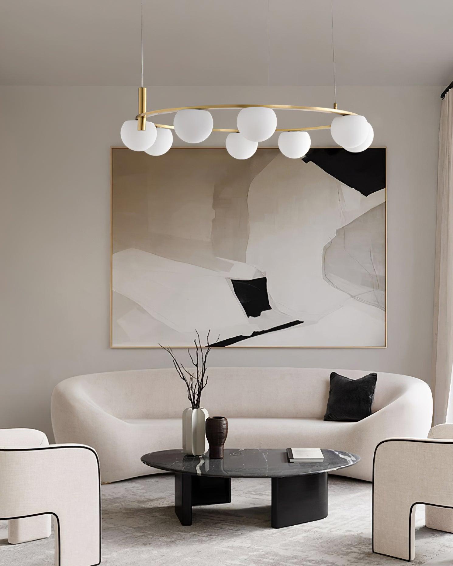 Chandelier Glass Globes Metal Ring Gold Finish Modern - Letslighting