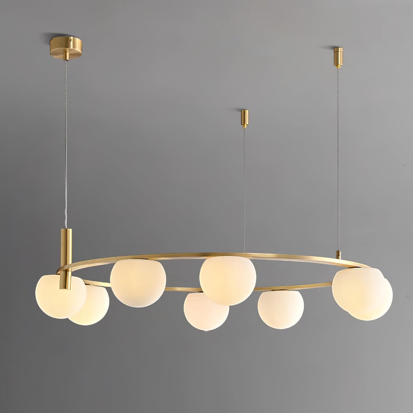 Chandelier Glass Globes Metal Ring Gold Finish Modern - Letslighting