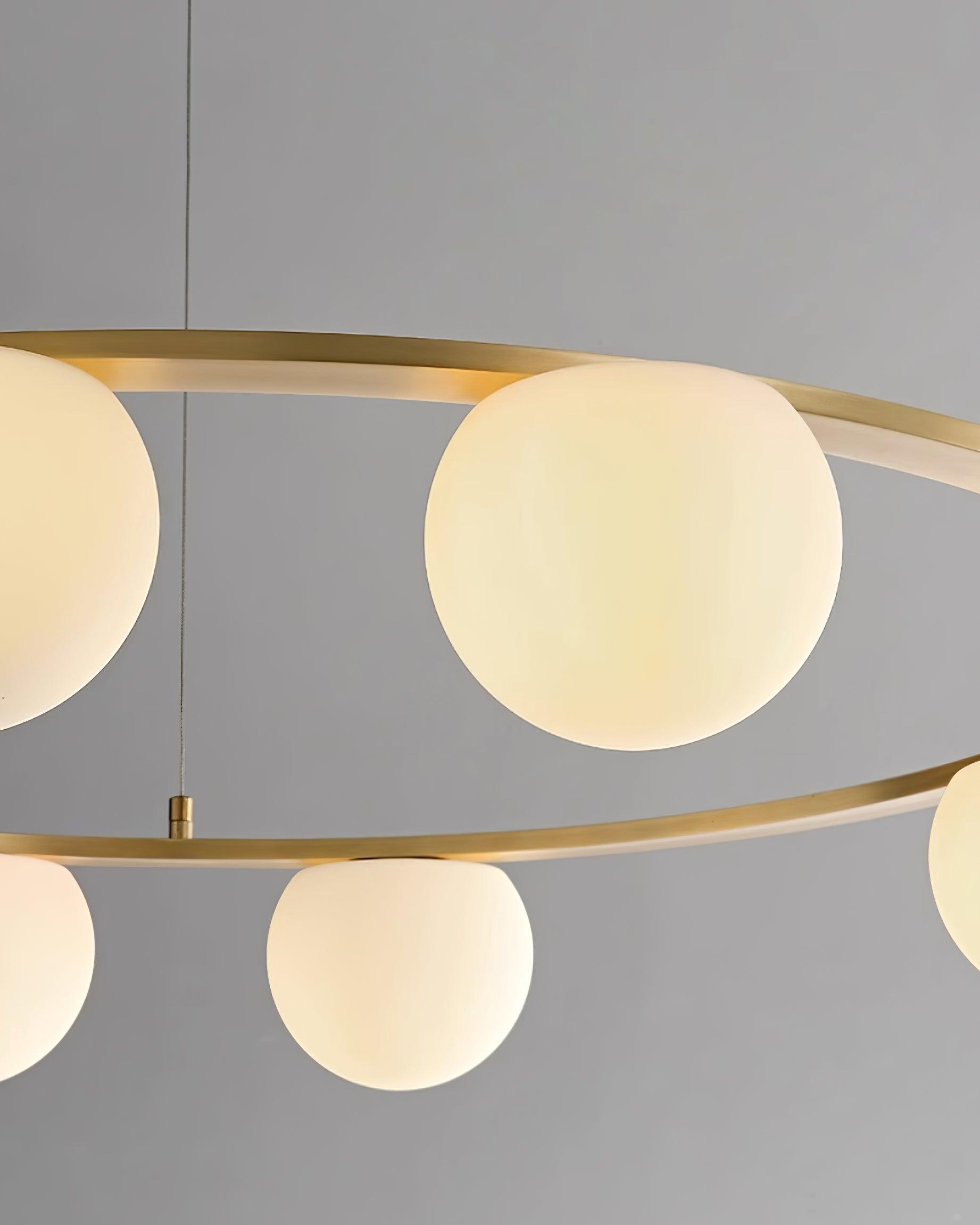 Chandelier Glass Globes Metal Ring Gold Finish Modern - Letslighting
