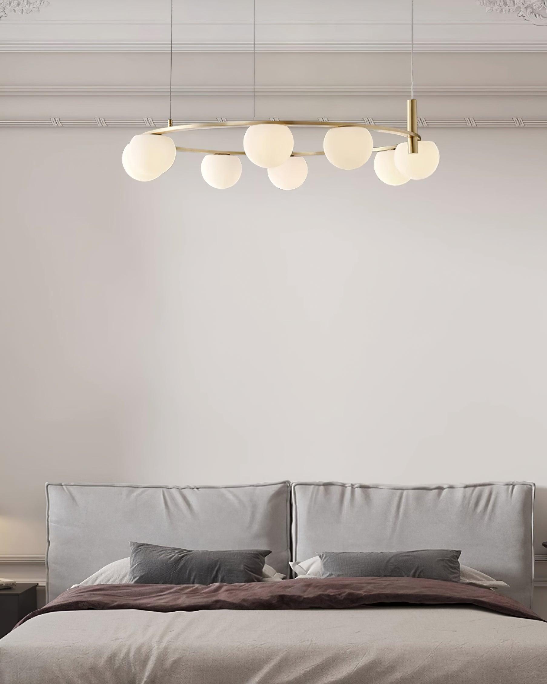 Chandelier Glass Globes Metal Ring Gold Finish Modern - Letslighting