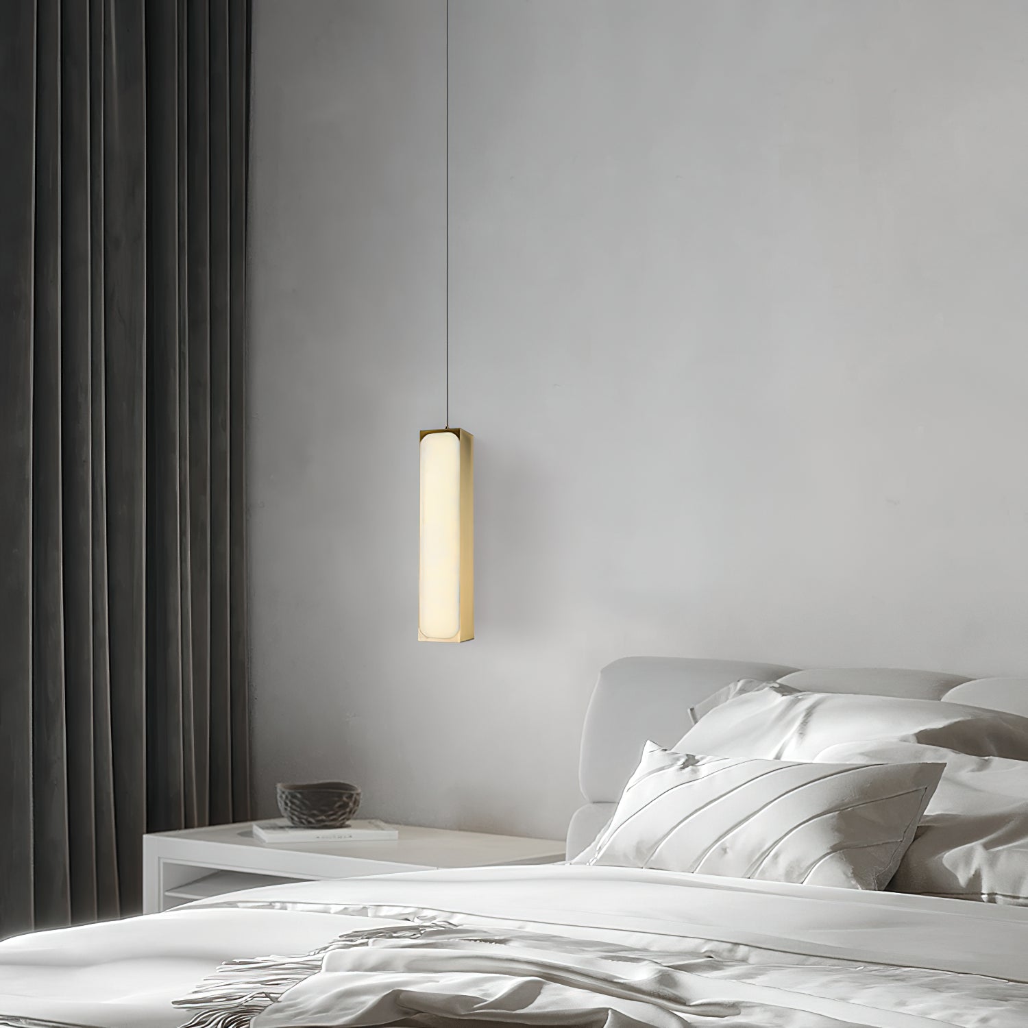 Gleam Modern Minimalist Brass Alabaster Pendant Light - Lamp Copper
