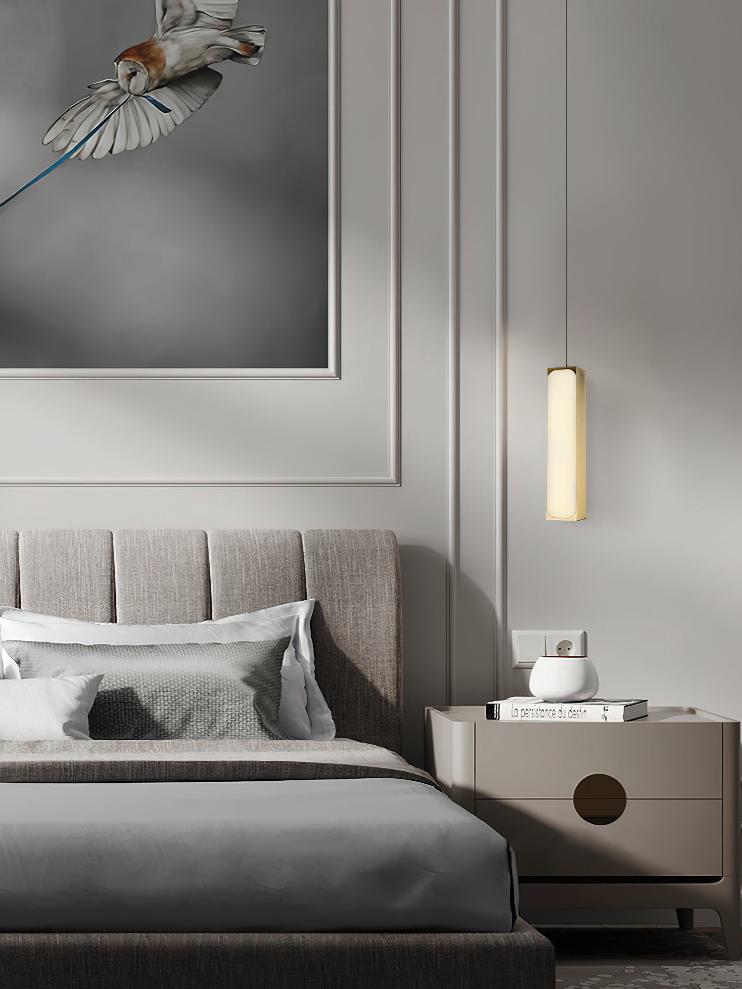 Gleam Modern Minimalist Brass Alabaster Pendant Light - Lamp Copper