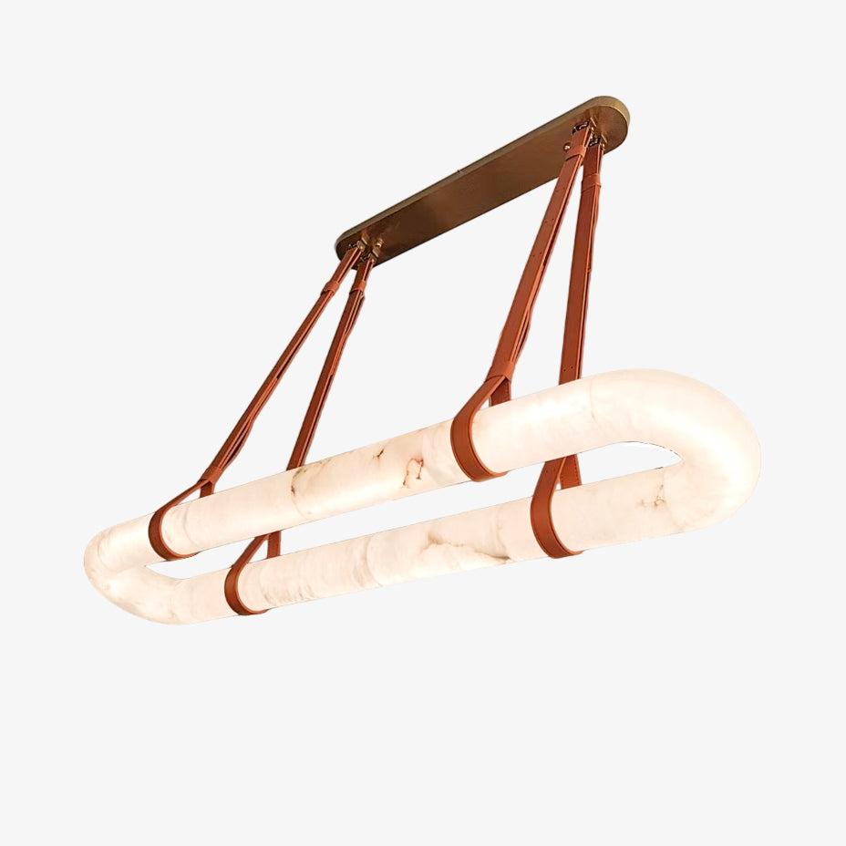 Vista Modern Minimalist Art Alabaster Metal Chandelier - Lamp Copper