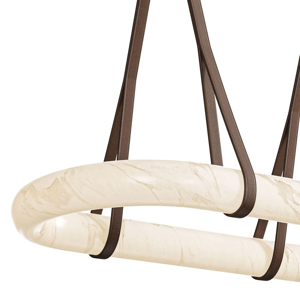 Vista Modern Minimalist Art Alabaster Metal Chandelier - Lamp Copper