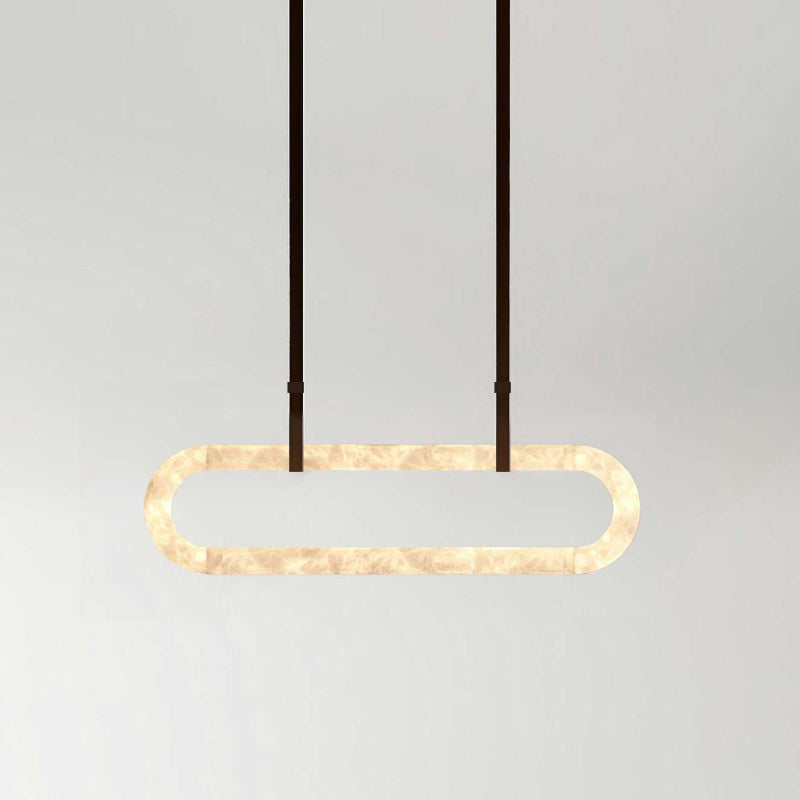 Vista Modern Minimalist Art Alabaster Metal Chandelier - Lamp Copper
