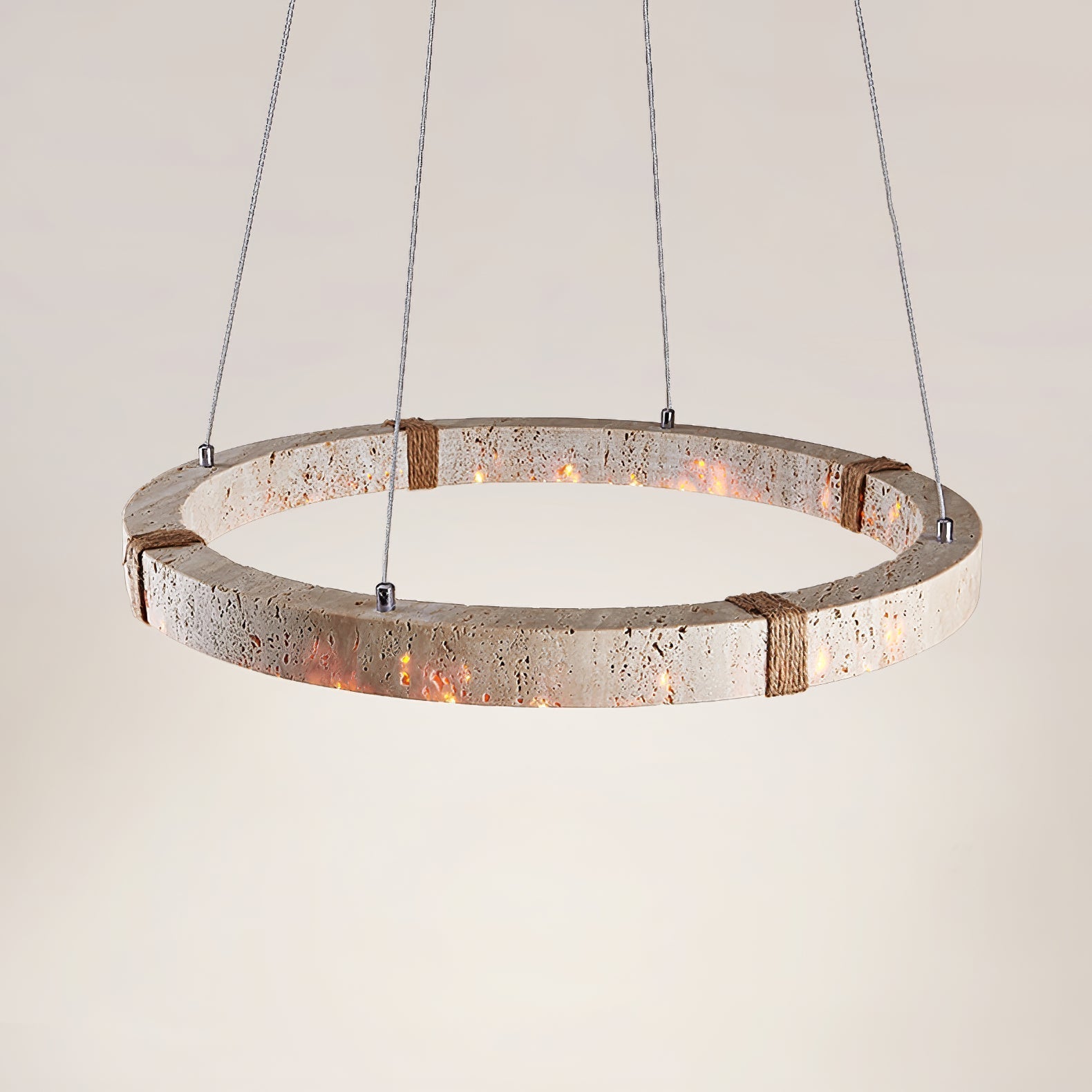 Ritta Lámpara Colgante de Travertino en Forma de Anillo