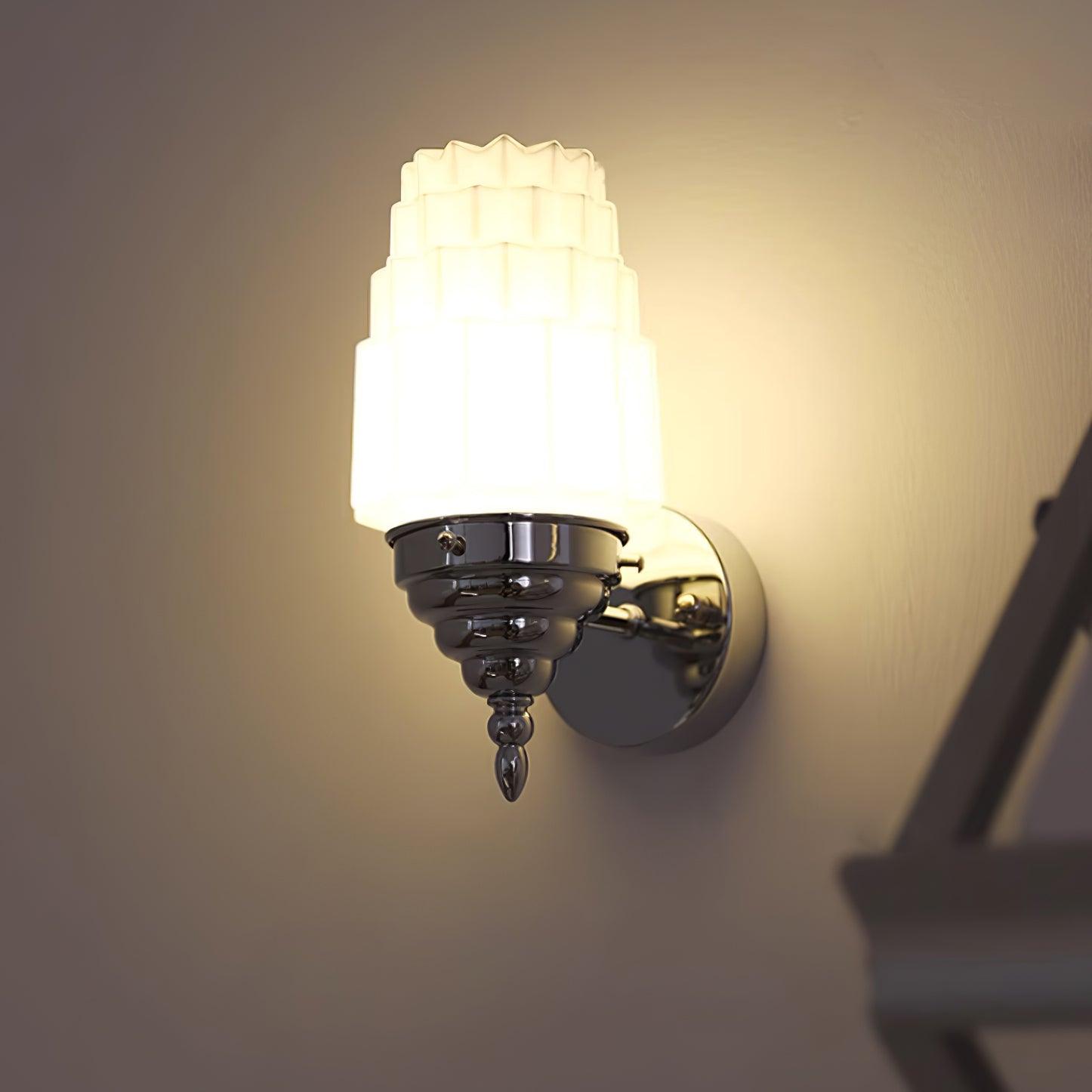 Wall Lamp Metal Body Glass Cylinder Shade Art Deco Bedroom - Letslighting