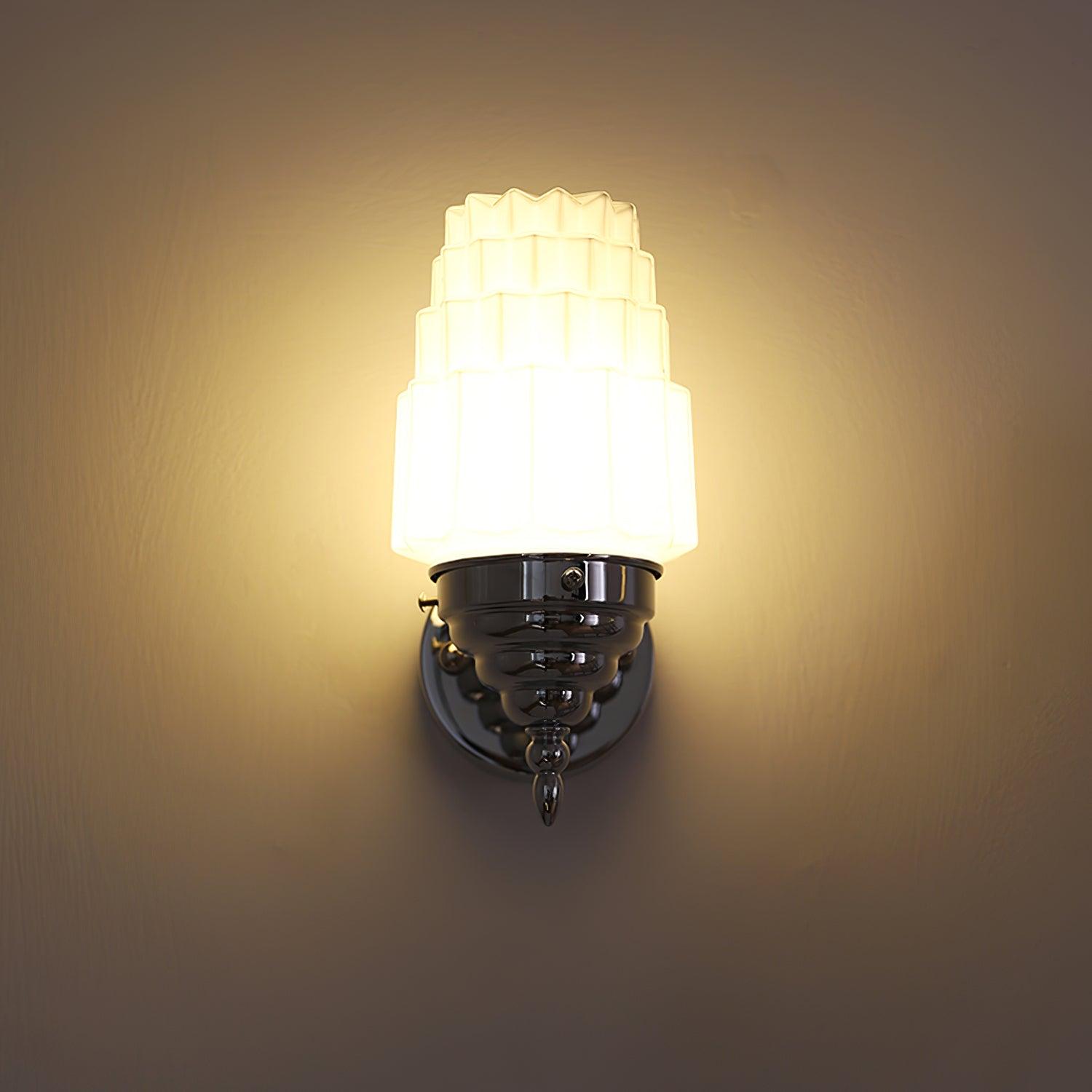Wall Lamp Metal Body Glass Cylinder Shade Art Deco Bedroom - Letslighting