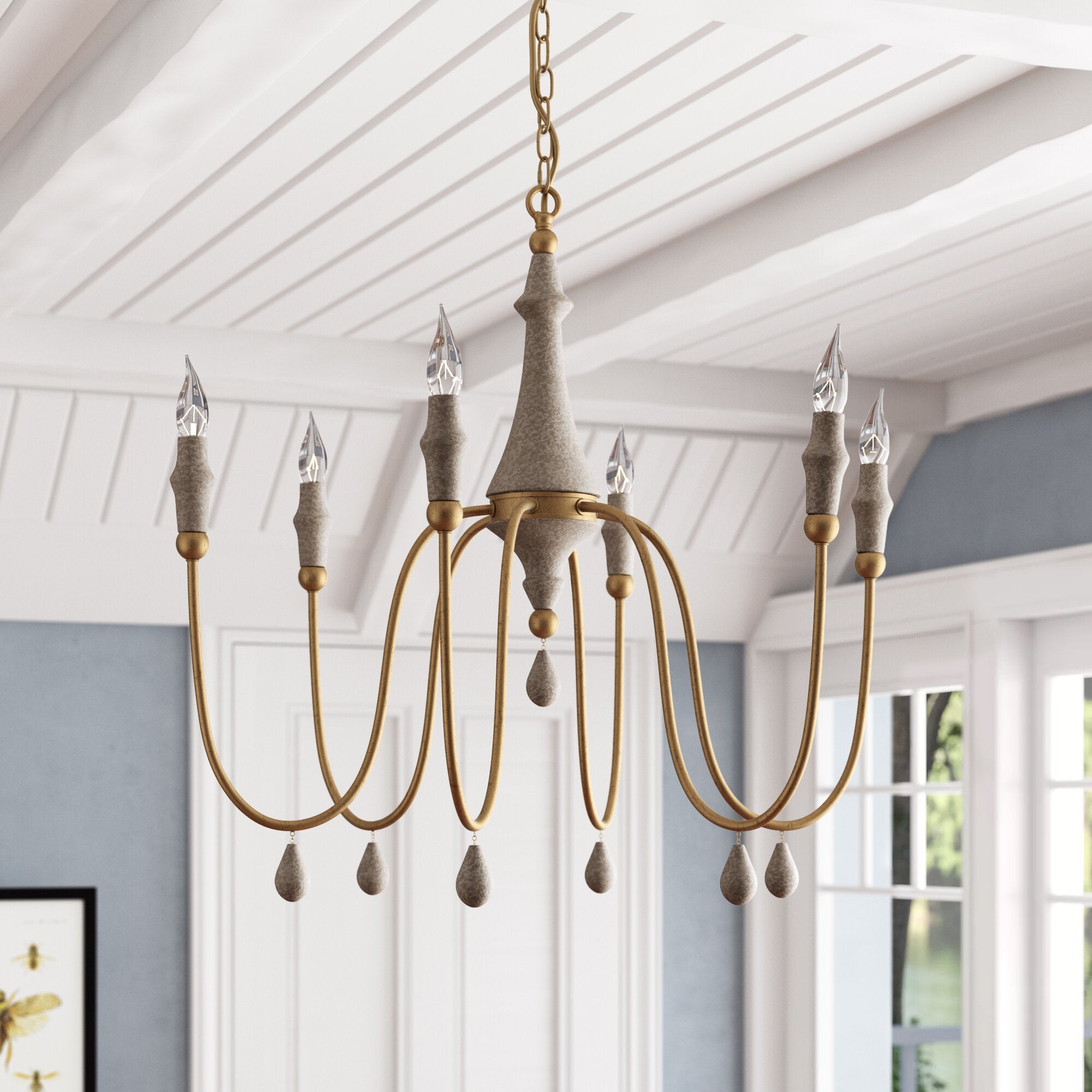 Arcad Vintage Industrial Wooden Metal Chandelier - Lamp Copper