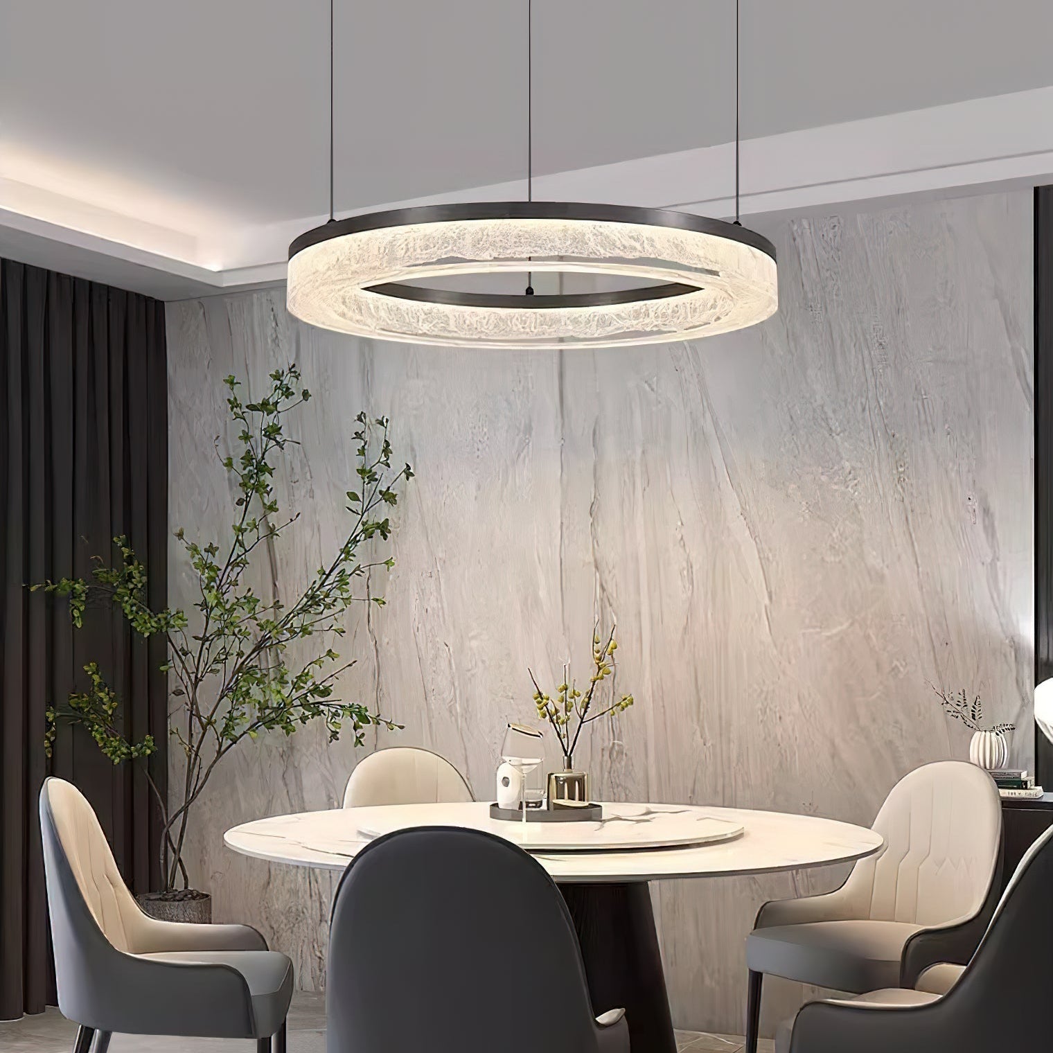 Idyll Modern Minimalist Round LED Metal Resin Chandelier - Lamp Copper