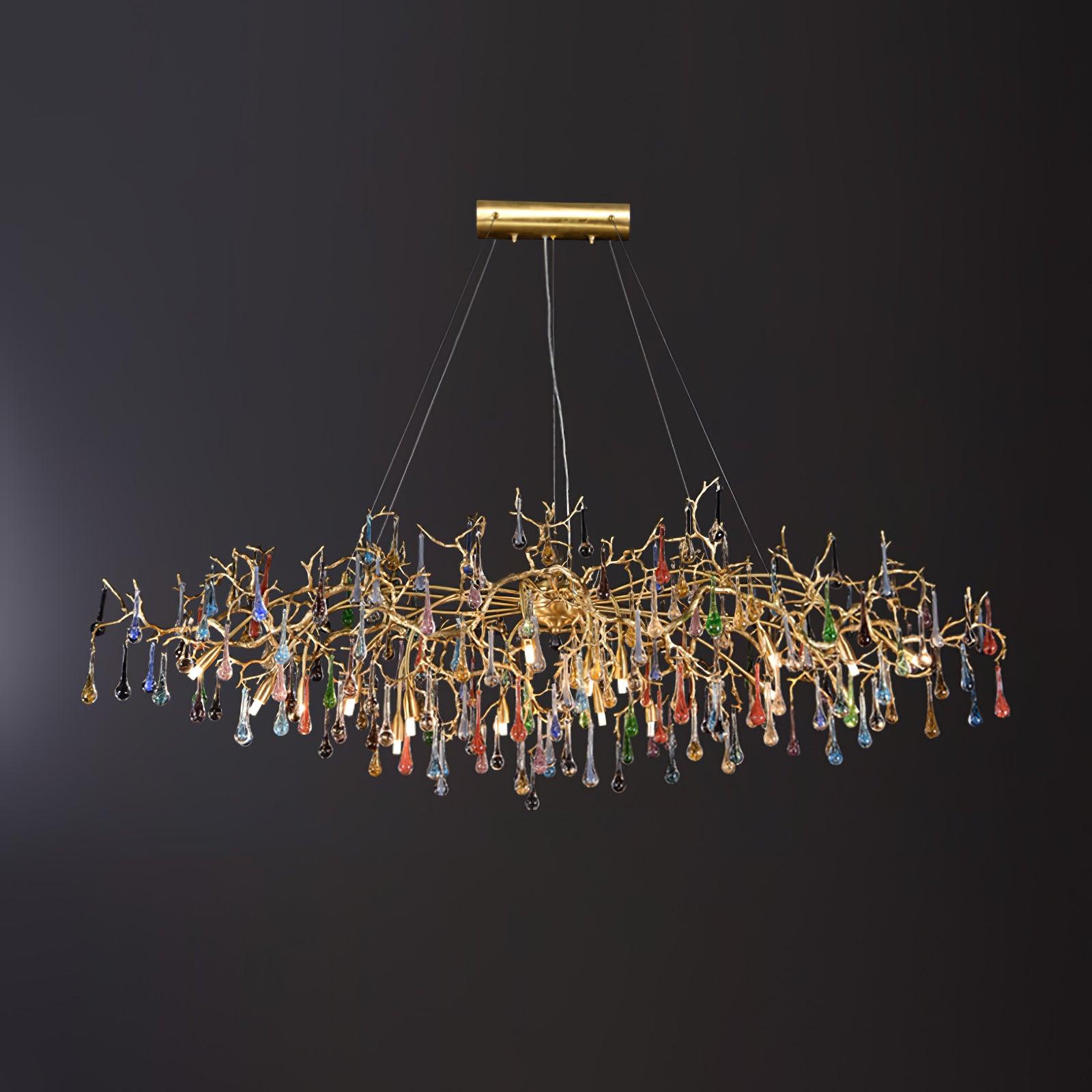 Sytheir Colorful Raindrop Branch Brass Crystal Chandelier - Letslighting