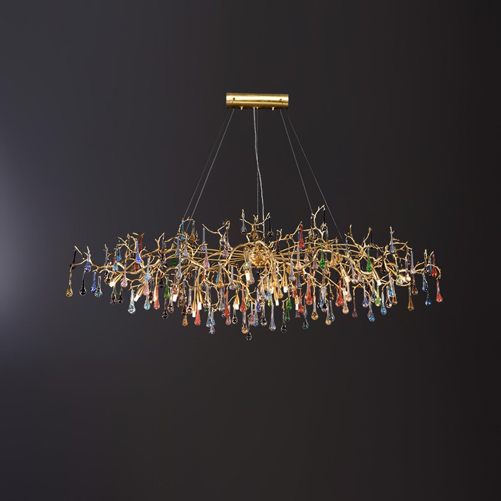 Sytheir Colorful Raindrop Branch Brass Crystal Chandelier - Letslighting