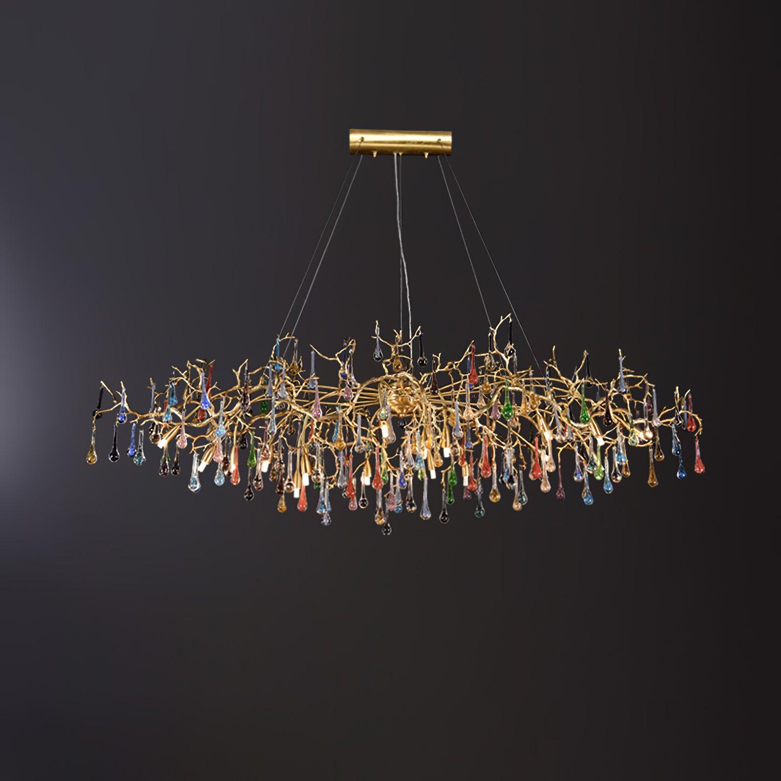 Sytheir Colorful Raindrop Branch Brass Crystal Chandelier - Letslighting