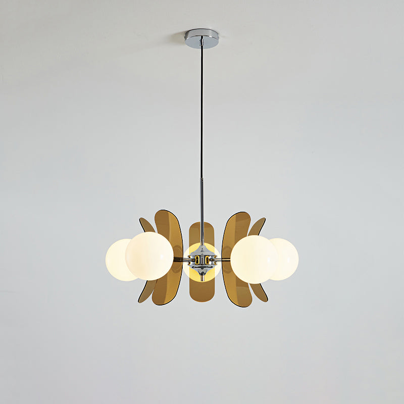 Prism Creativity Sputnik Orange Glass Acrylic Chandelier - Lamp Copper