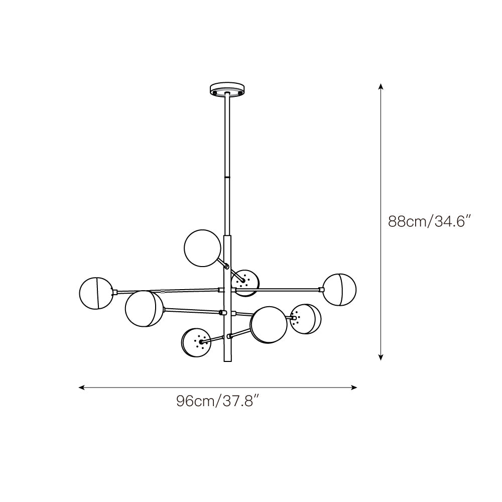 Ultra Modern Minimalist Brass Metal Glass Chandelier - Lamp Copper