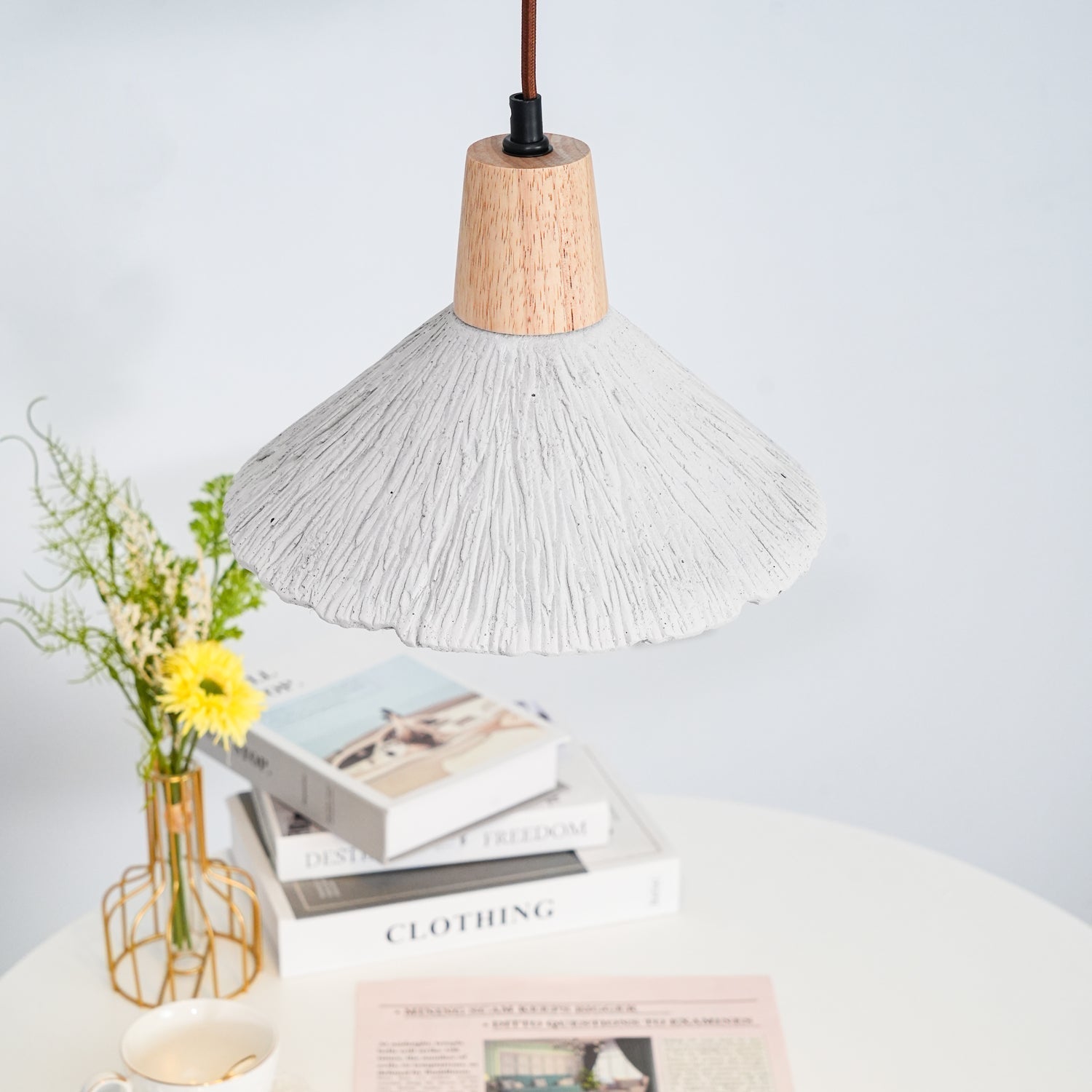Concrete Pleated Pendant Lamp - Letslighting