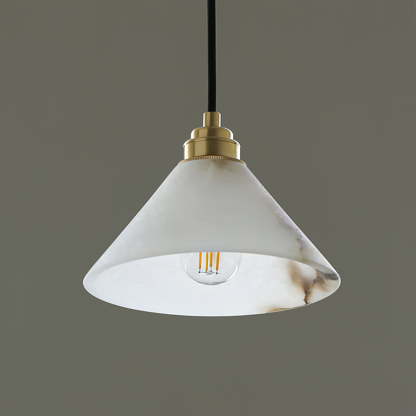 Xen Modern Minimalist Brass Alabaster Pendant Lamp - Lamp Copper