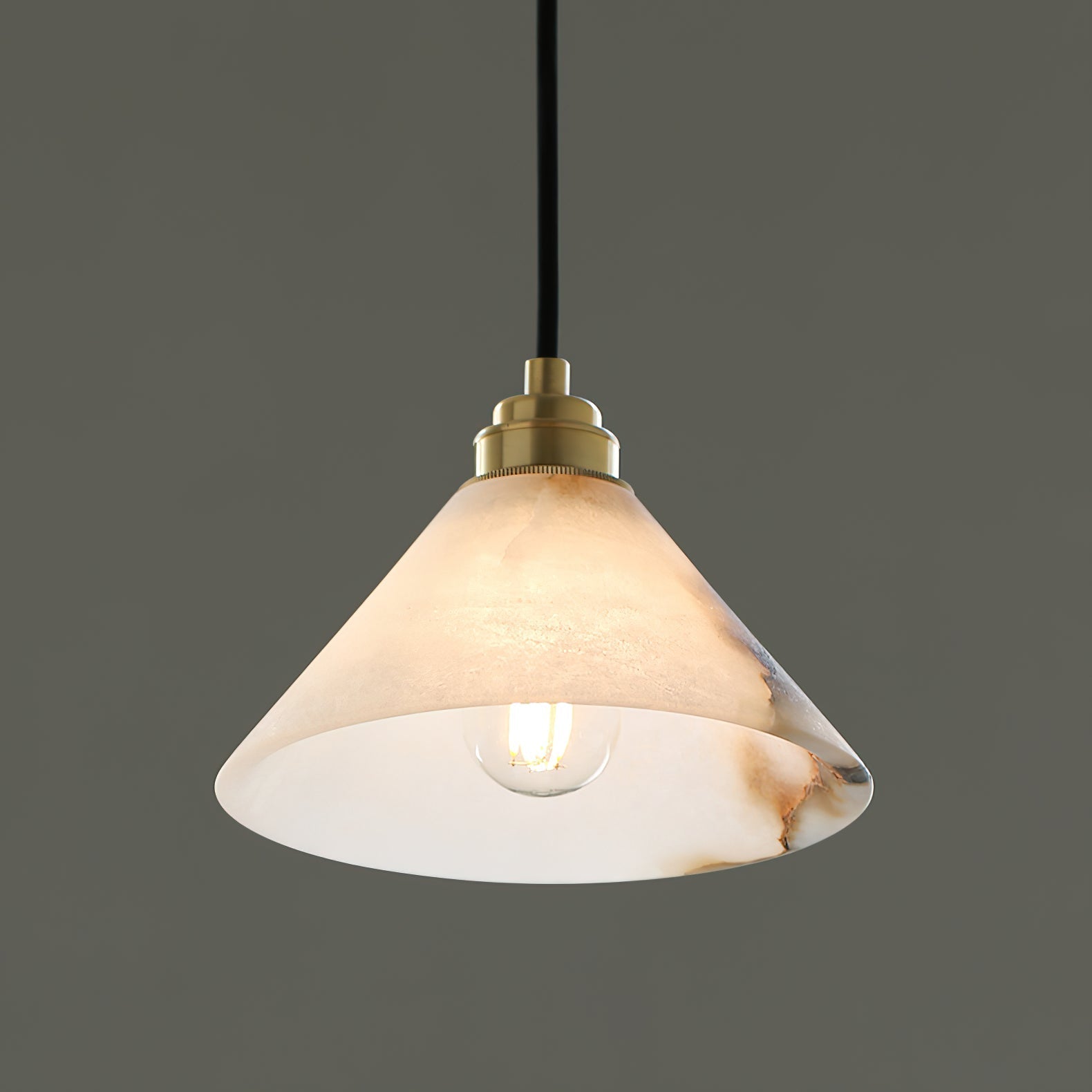 Xen Modern Minimalist Brass Alabaster Pendant Lamp - Lamp Copper