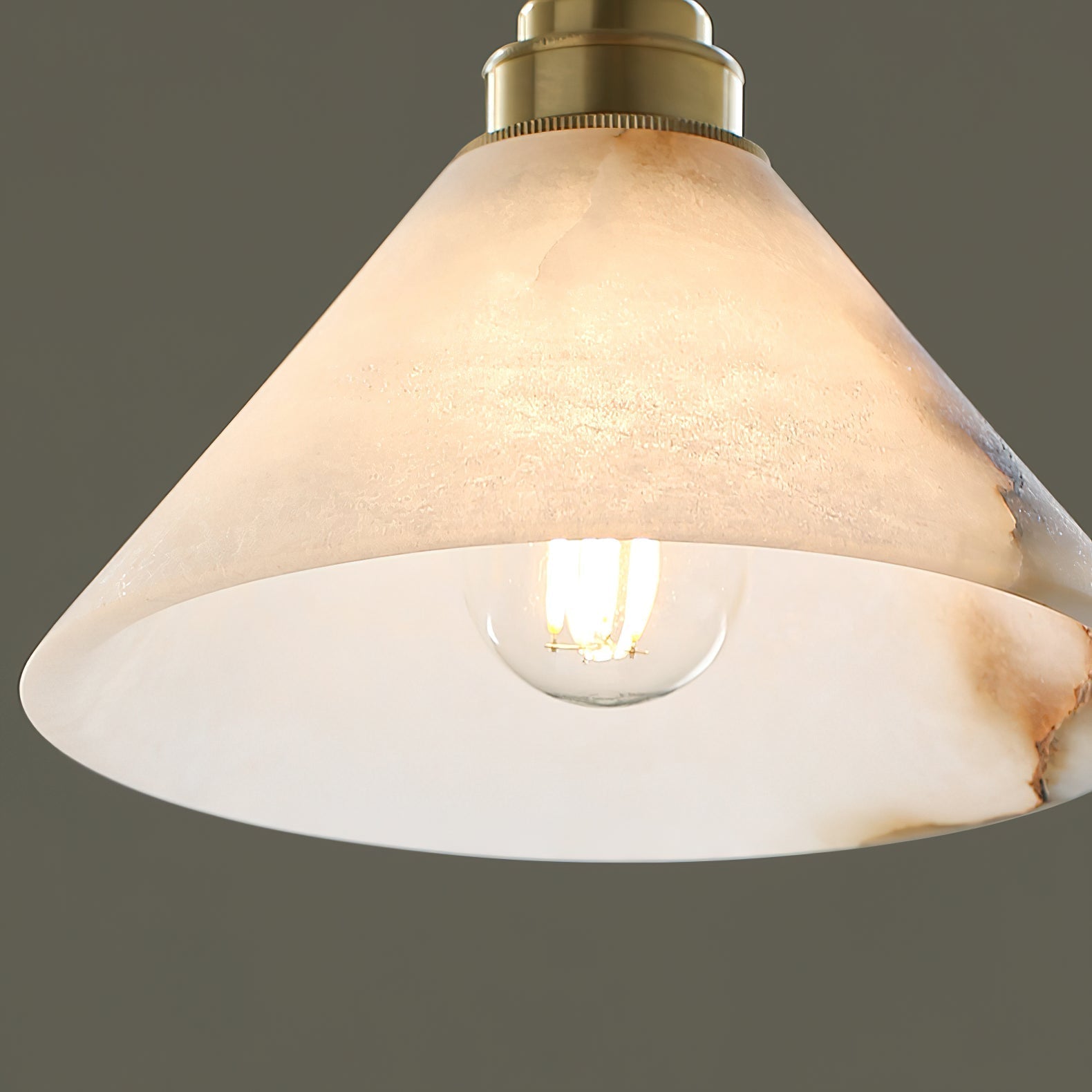 Xen Modern Minimalist Brass Alabaster Pendant Lamp - Lamp Copper