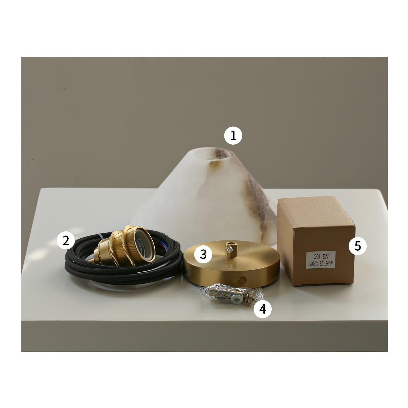 Xen Modern Minimalist Brass Alabaster Pendant Lamp - Lamp Copper