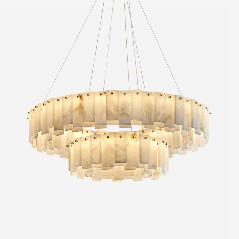 Corbett Chandelier Alabaster Staggered Panel Halo - Letslighting