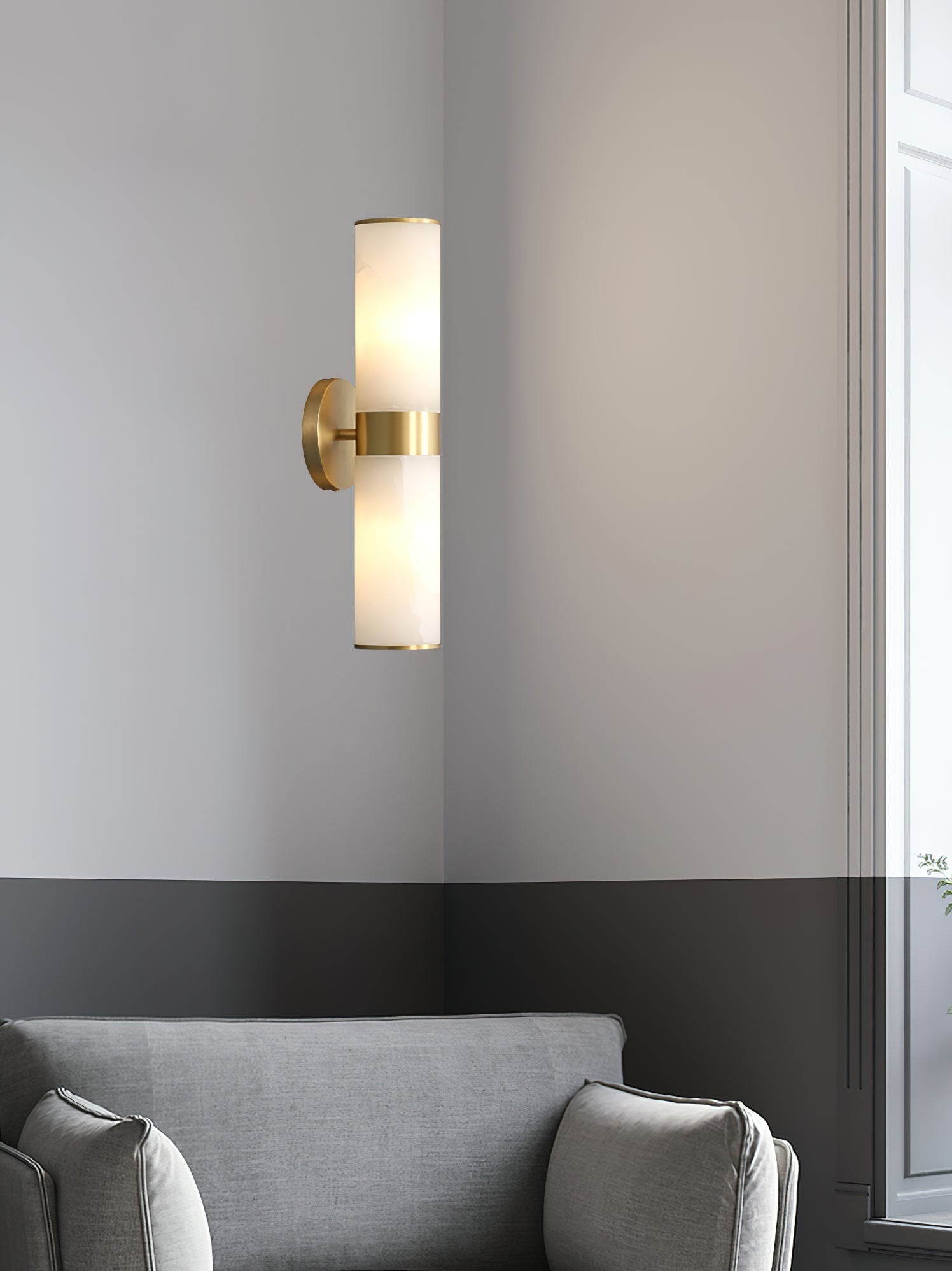 Sway Modern Minimalist Vanity Alabaster Sconce Wall Lamp - Lamp Copper
