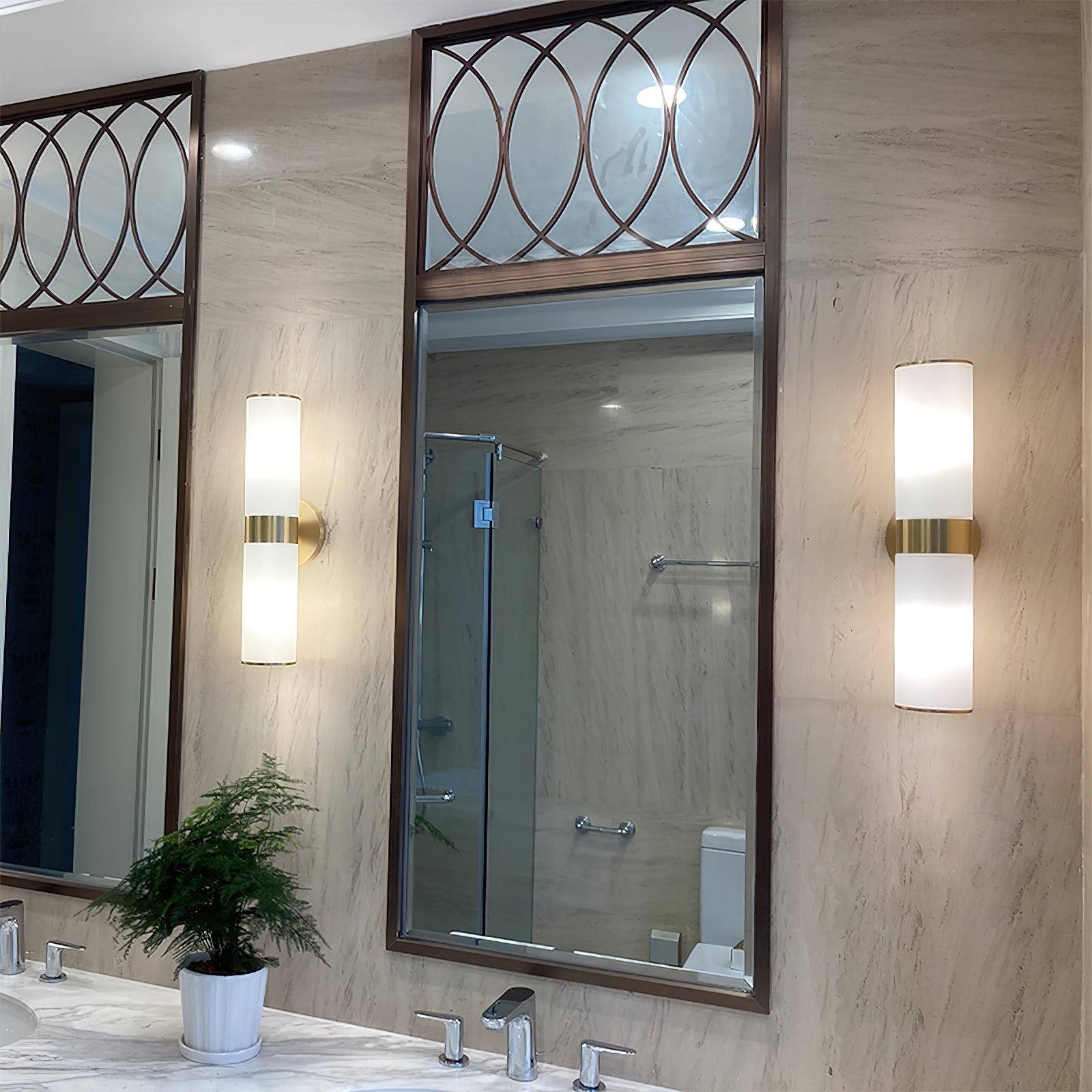 Sway Modern Minimalist Vanity Alabaster Sconce Wall Lamp - Lamp Copper