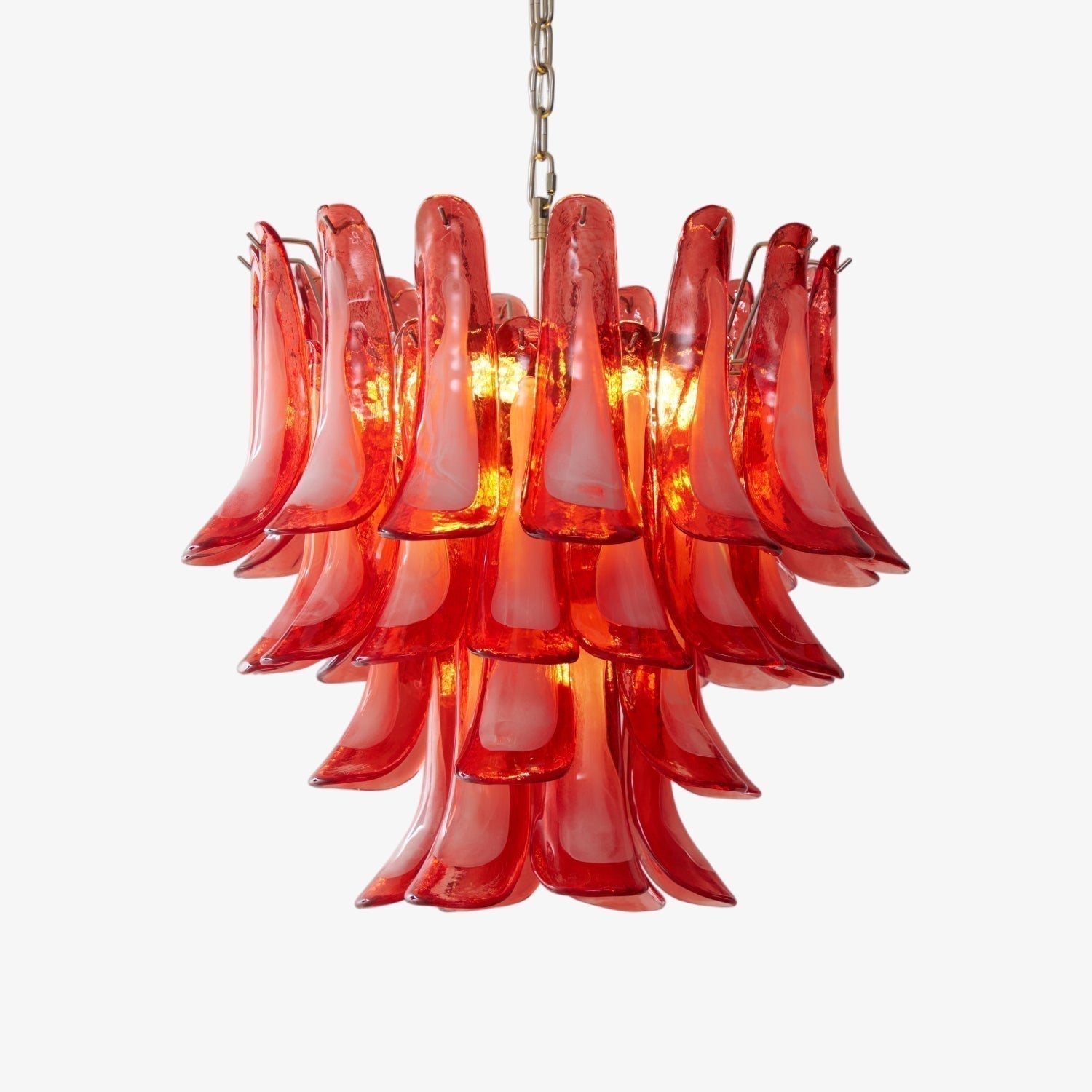 Aurora Chandelier Crimson Murano Glass Petals Layered Vintage - Letslighting