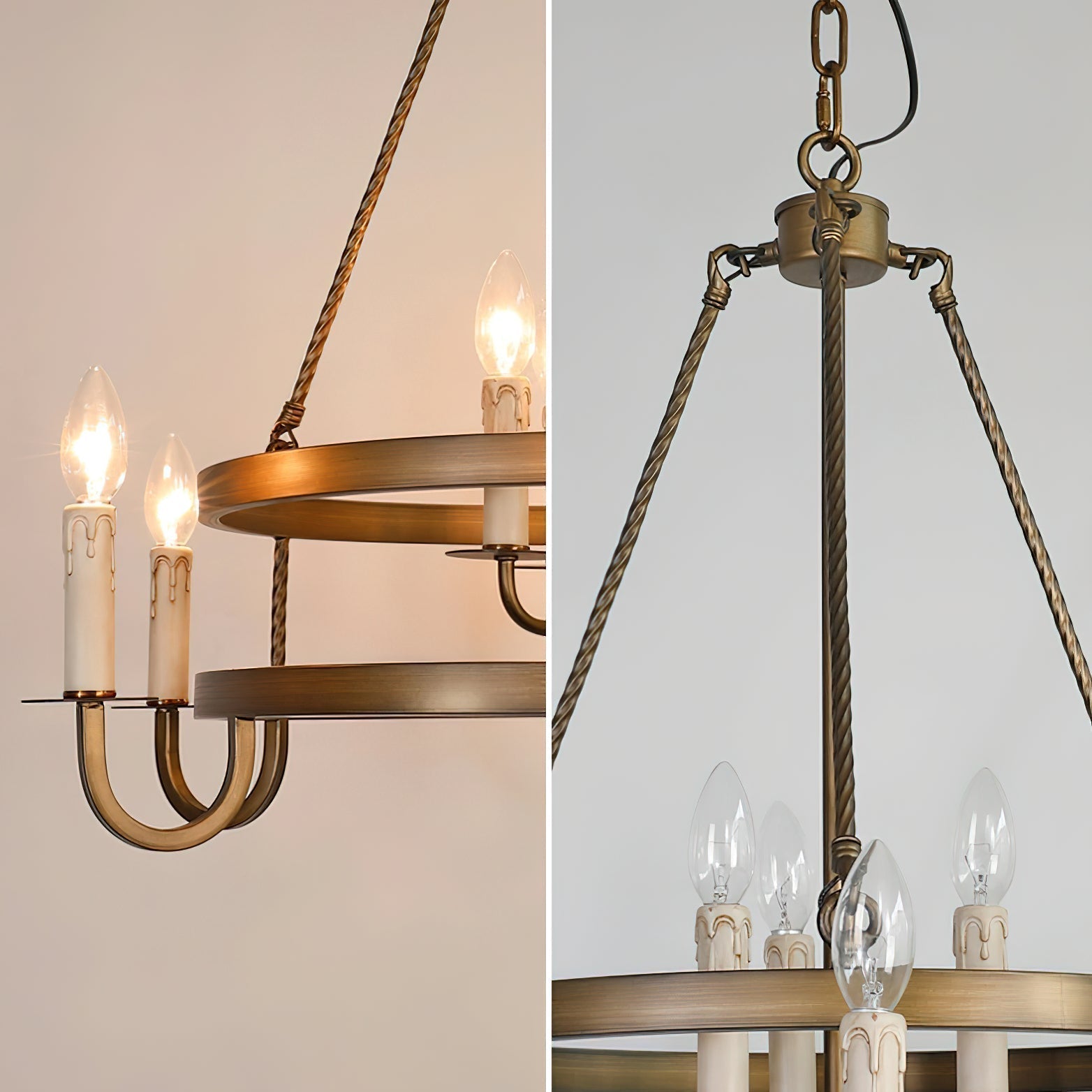 Woven Classic Wagon Wheel Plastic Chandelier - Lamp Copper