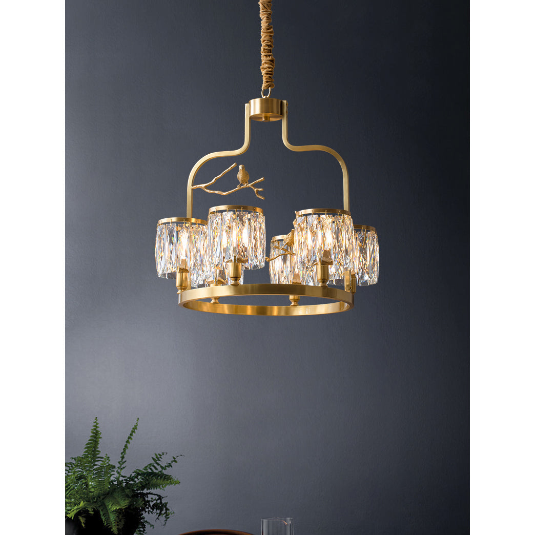 Zephyr Individual Creativity Bird Brass Crystal Chandelier - Lamp Copper