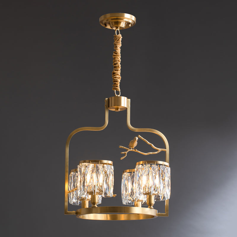 Zephyr Individual Creativity Bird Brass Crystal Chandelier - Lamp Copper