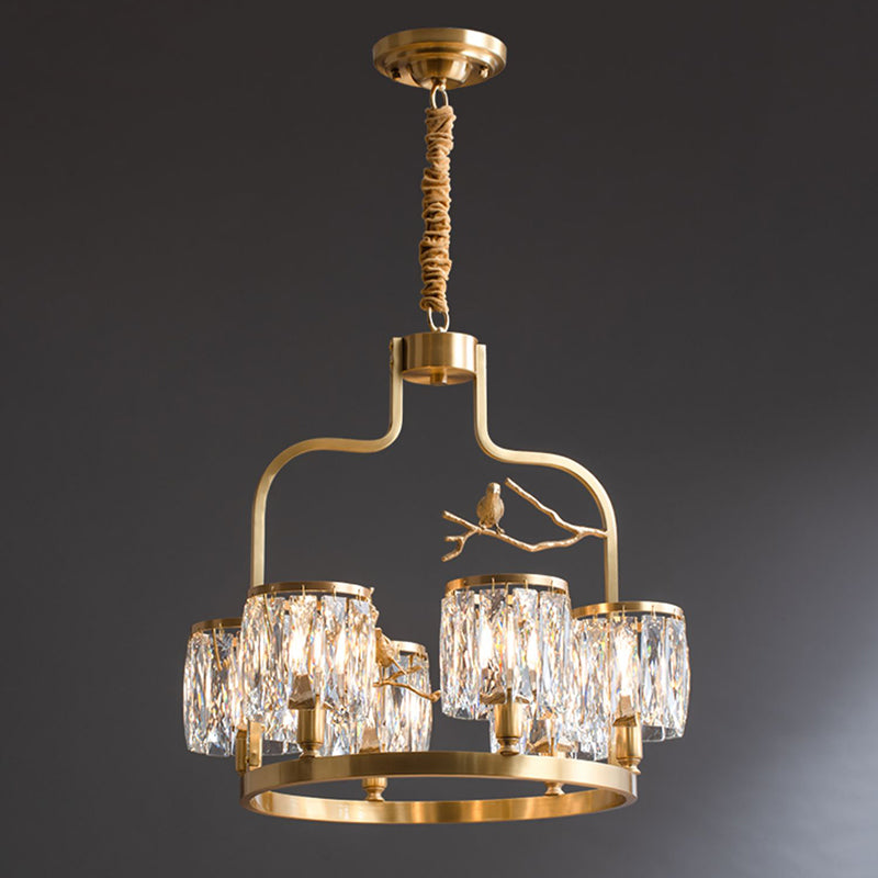 Zephyr Individual Creativity Bird Brass Crystal Chandelier - Lamp Copper