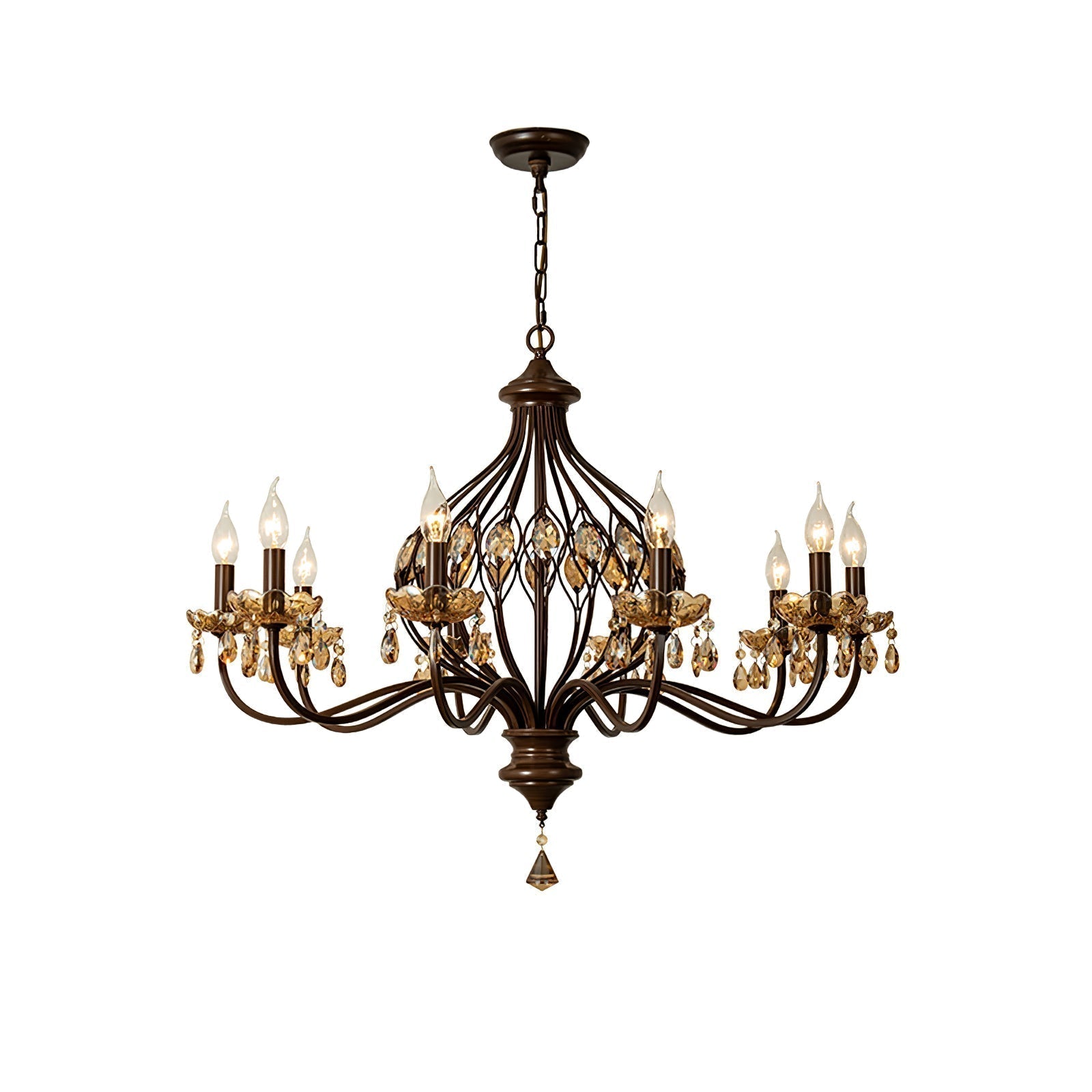 Enorel Vintage Bronze Crystal Chandelier - Letslighting