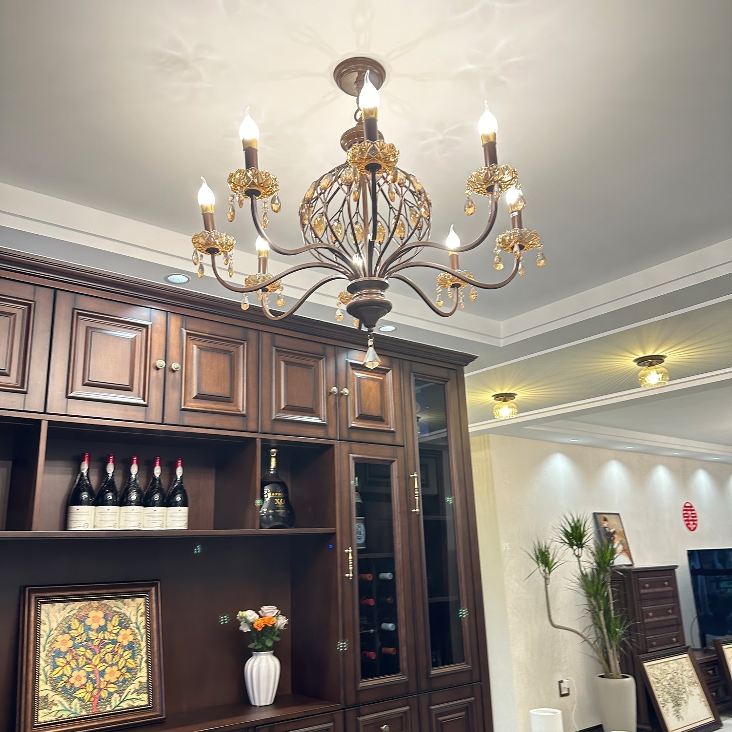 Enorel Vintage Bronze Crystal Chandelier - Letslighting