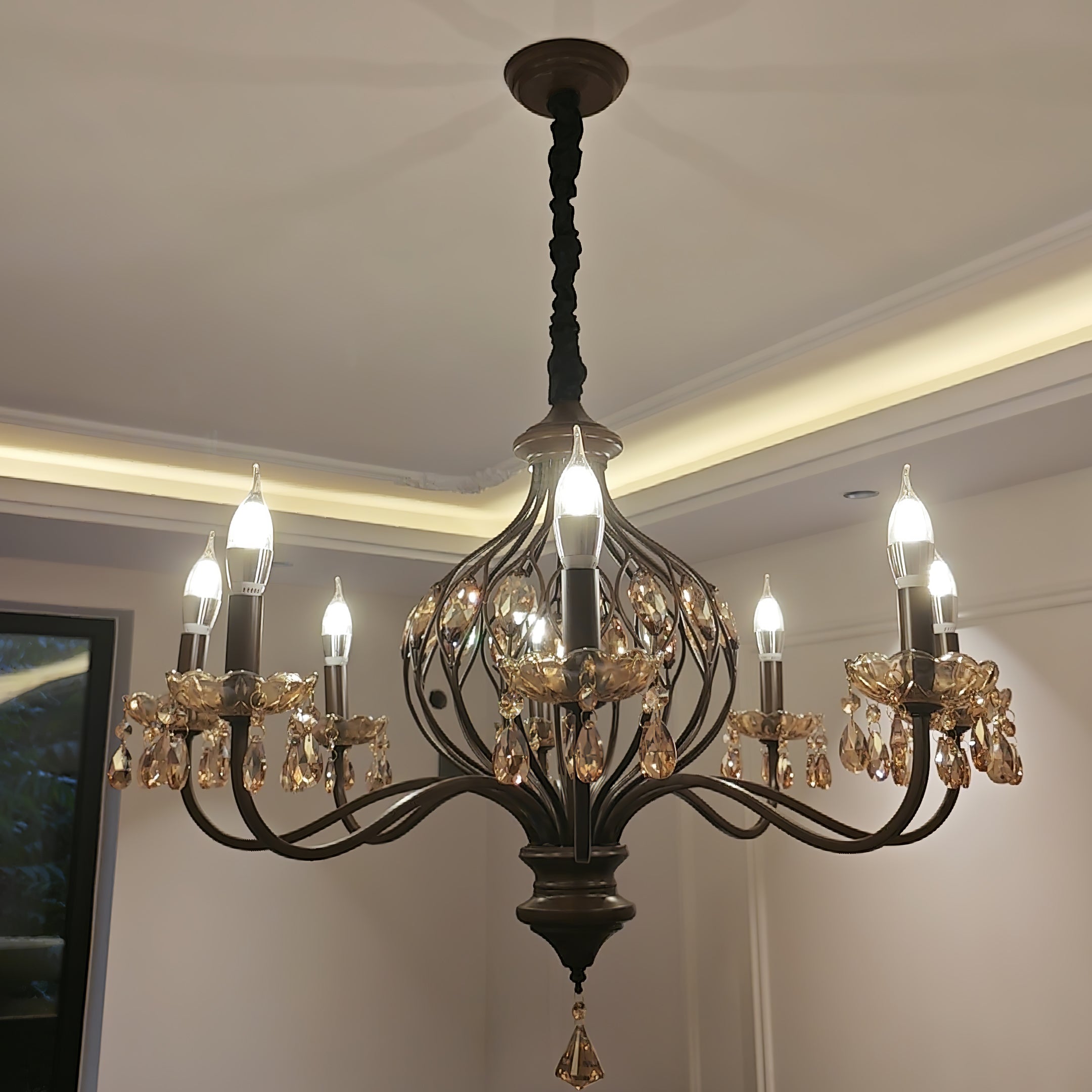 Enorel Vintage Bronze Crystal Chandelier - Letslighting