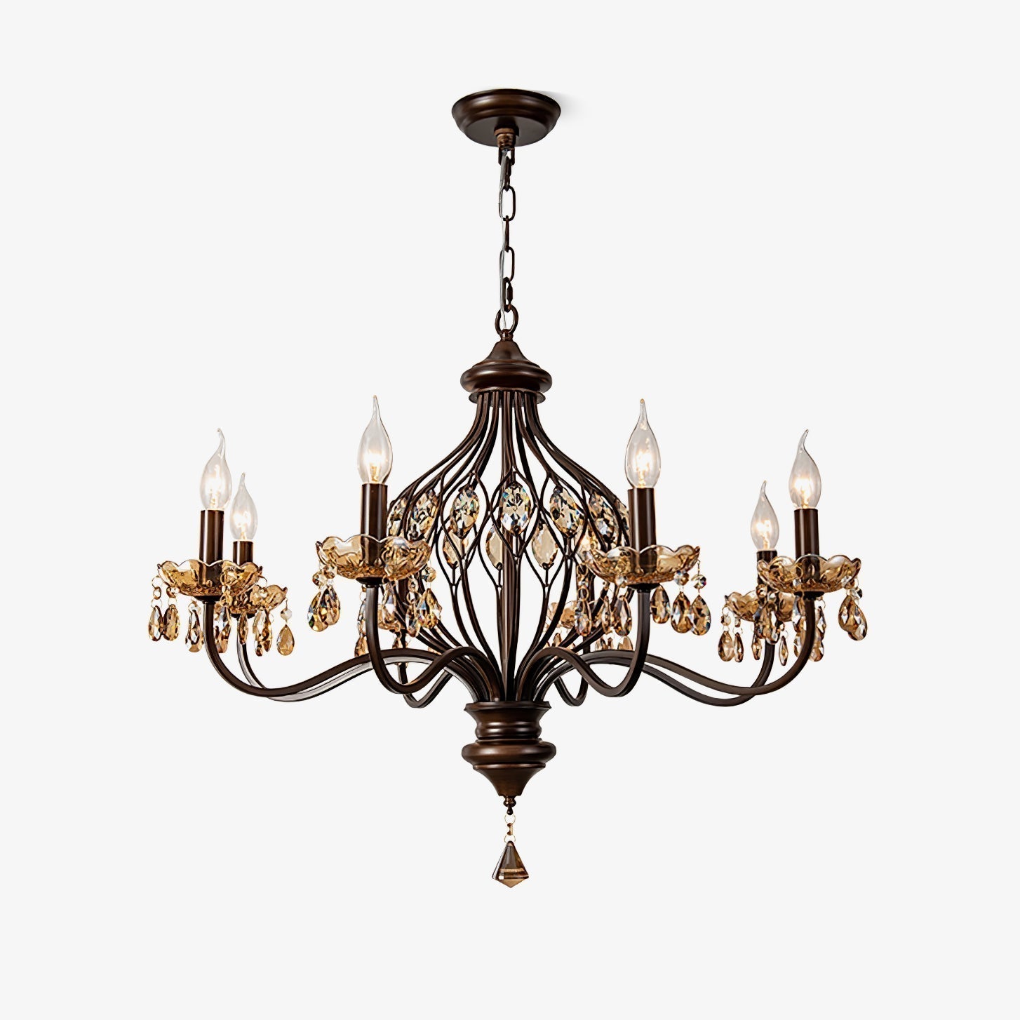 Enorel Vintage Bronze Crystal Chandelier - Letslighting