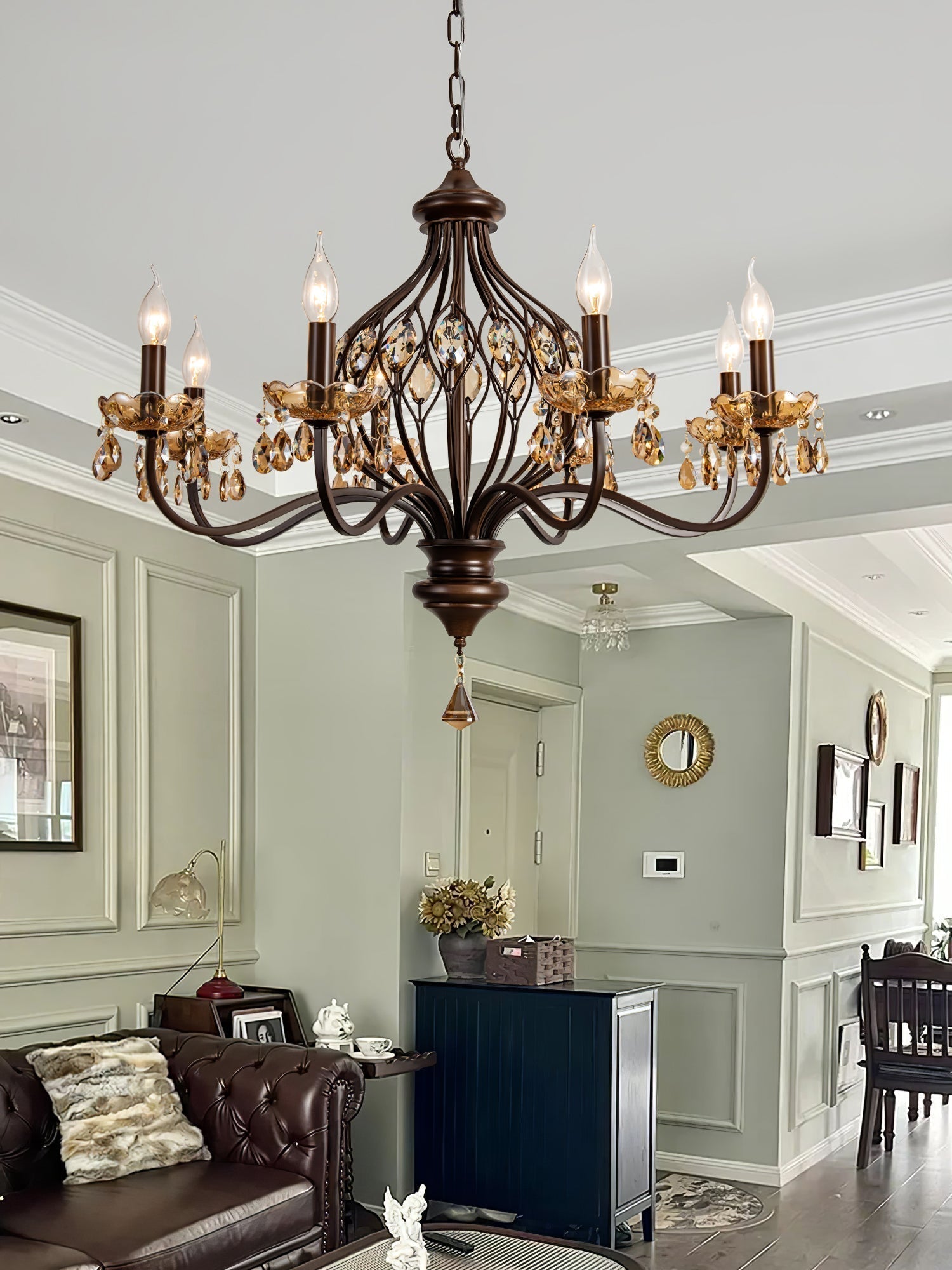 Enorel Vintage Bronze Crystal Chandelier - Letslighting
