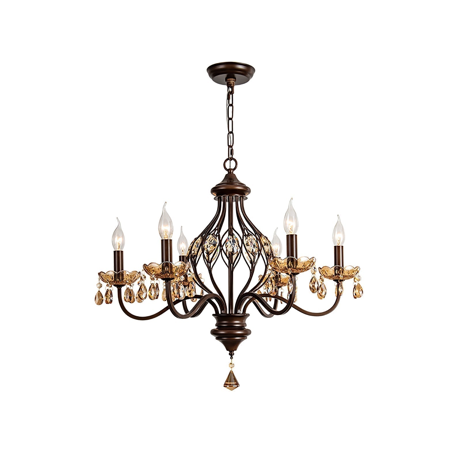 Enorel Vintage Bronze Crystal Chandelier - Letslighting