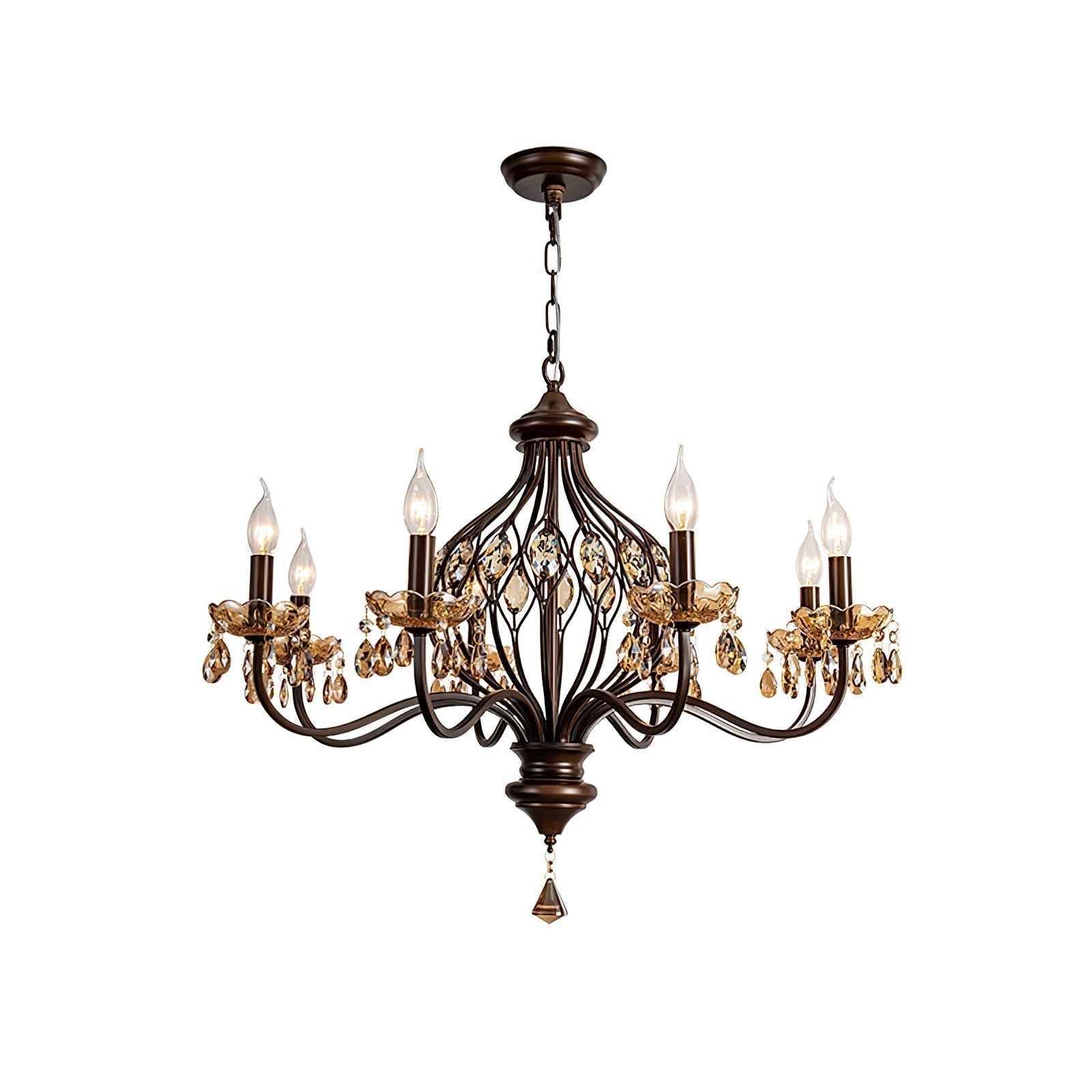 Enorel Vintage Bronze Crystal Chandelier - Letslighting