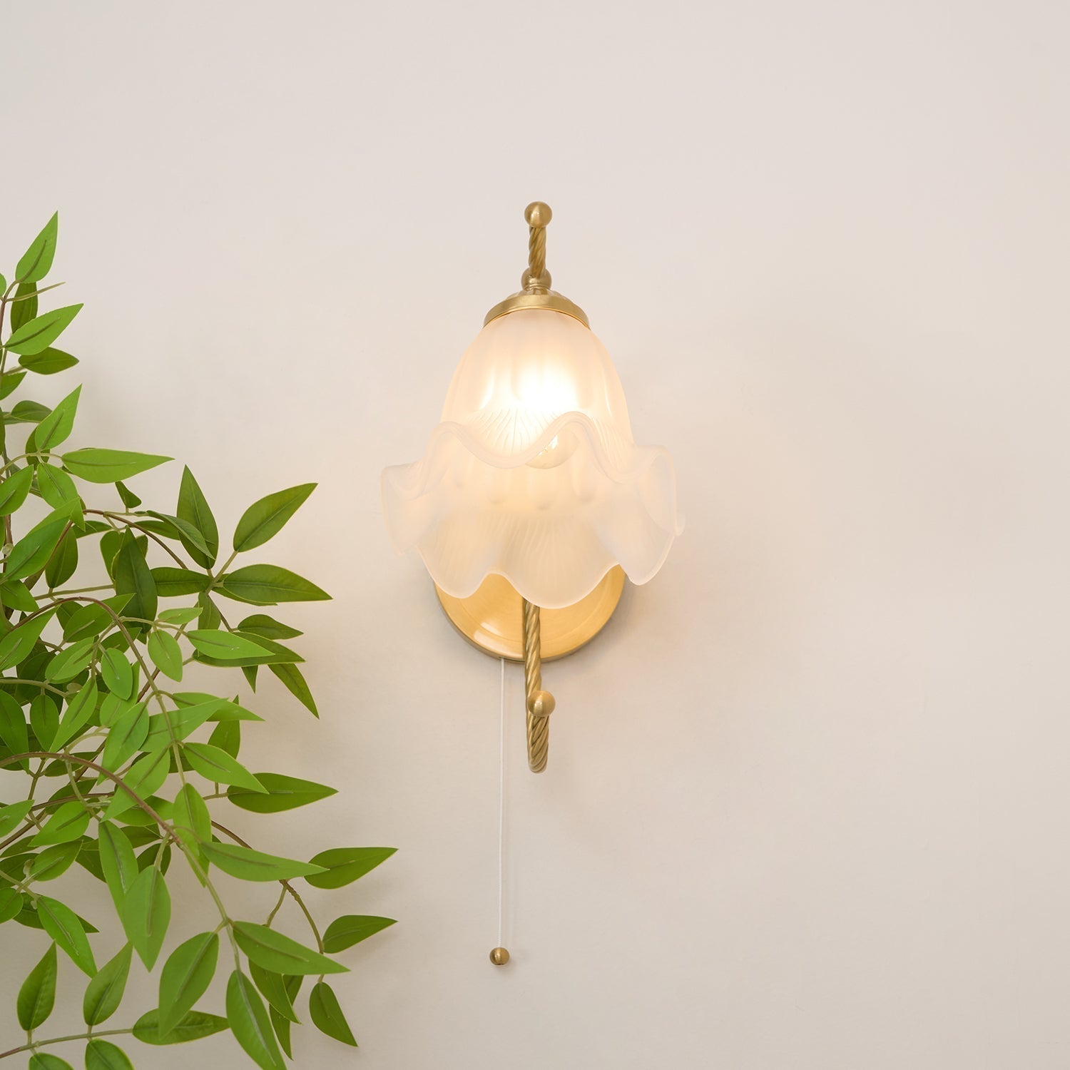 Curved Gooseneck Brass Glass Sconce - Letslighting