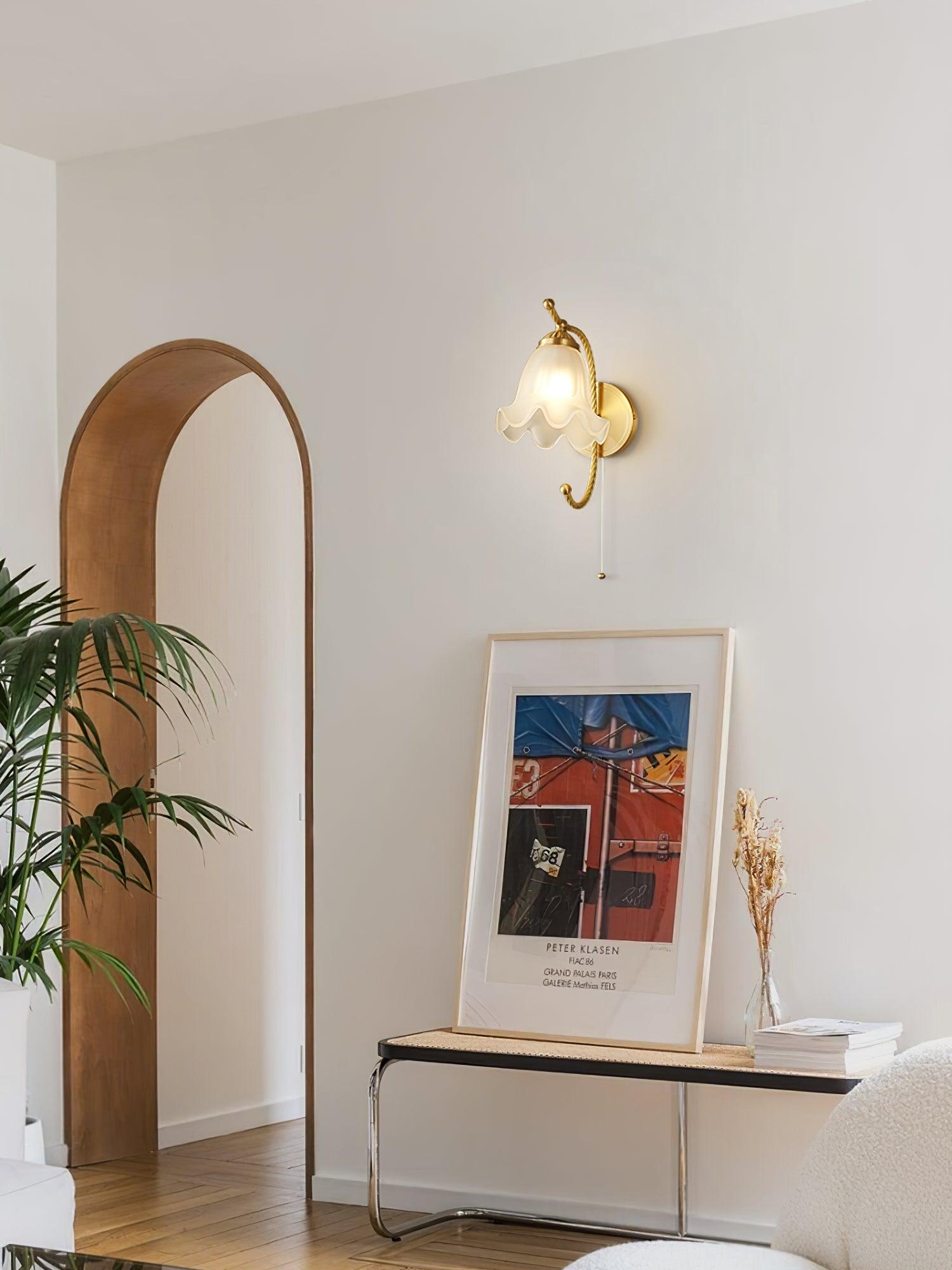 Curved Gooseneck Brass Glass Sconce - Letslighting