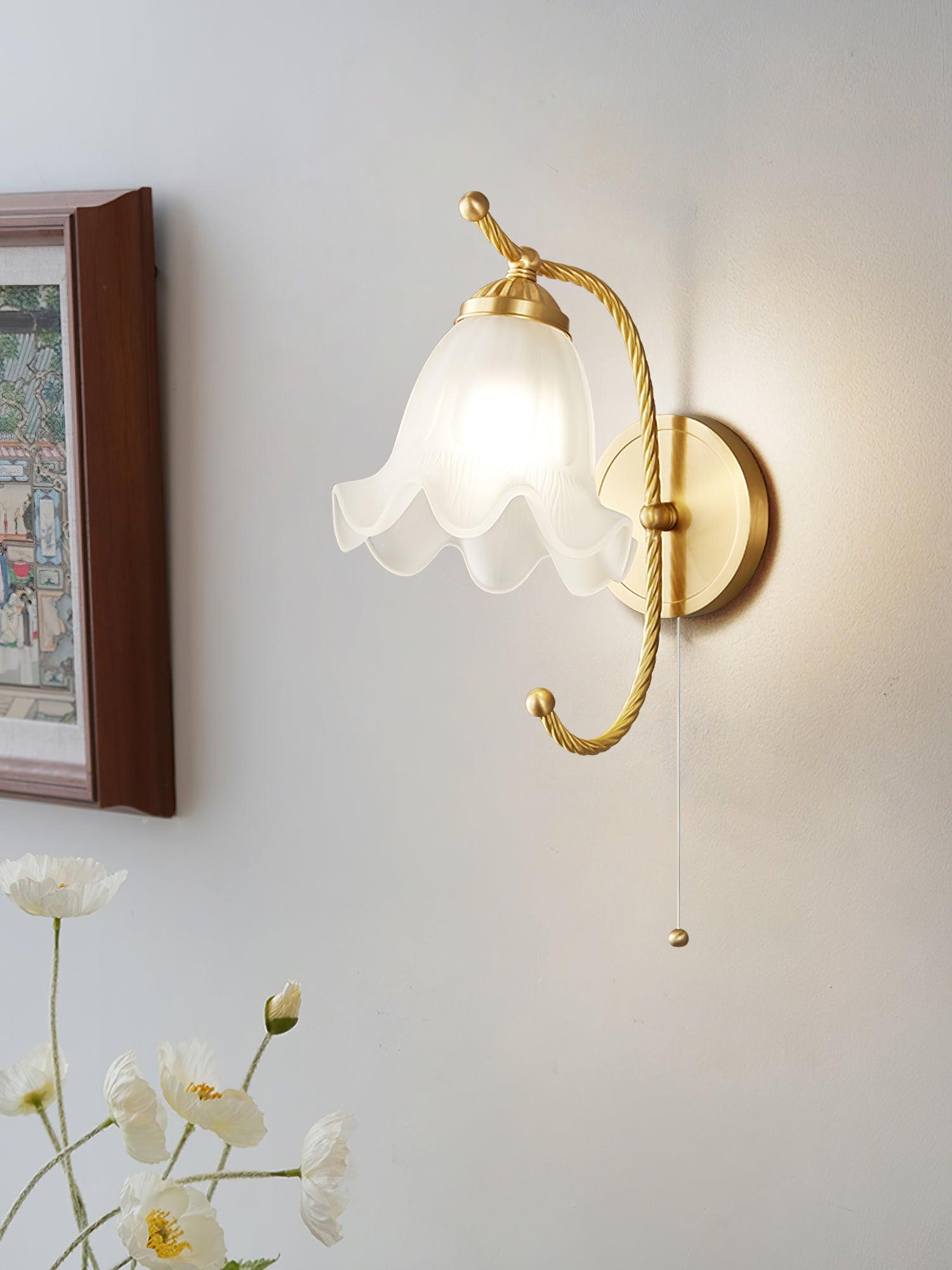 Curved Gooseneck Brass Glass Sconce - Letslighting