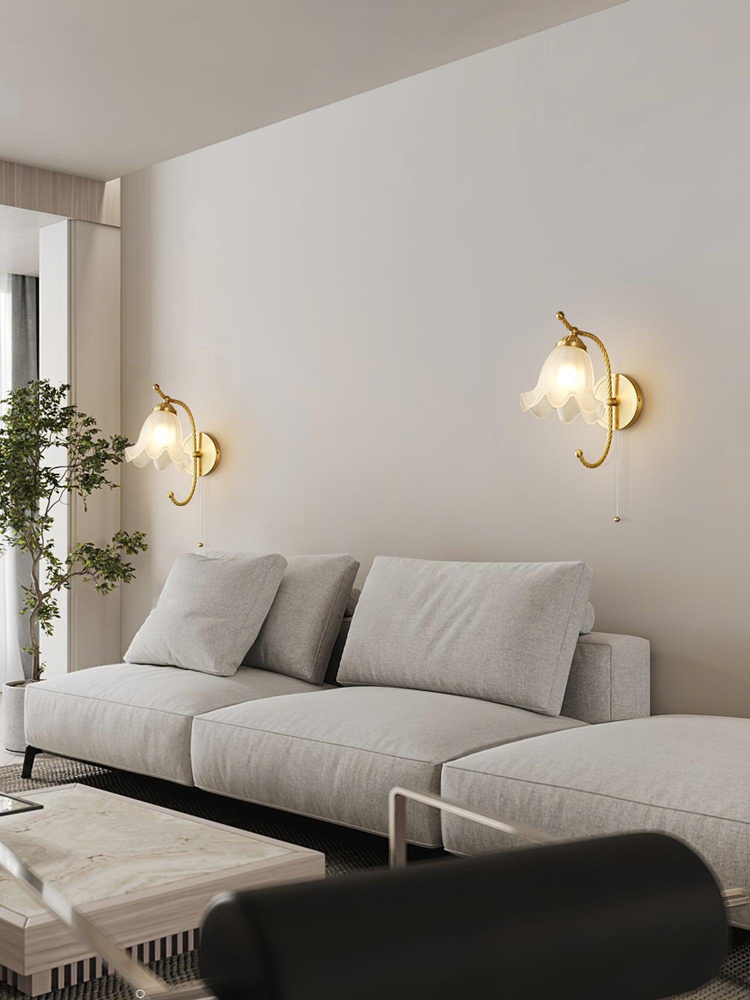 Curved Gooseneck Brass Glass Sconce - Letslighting