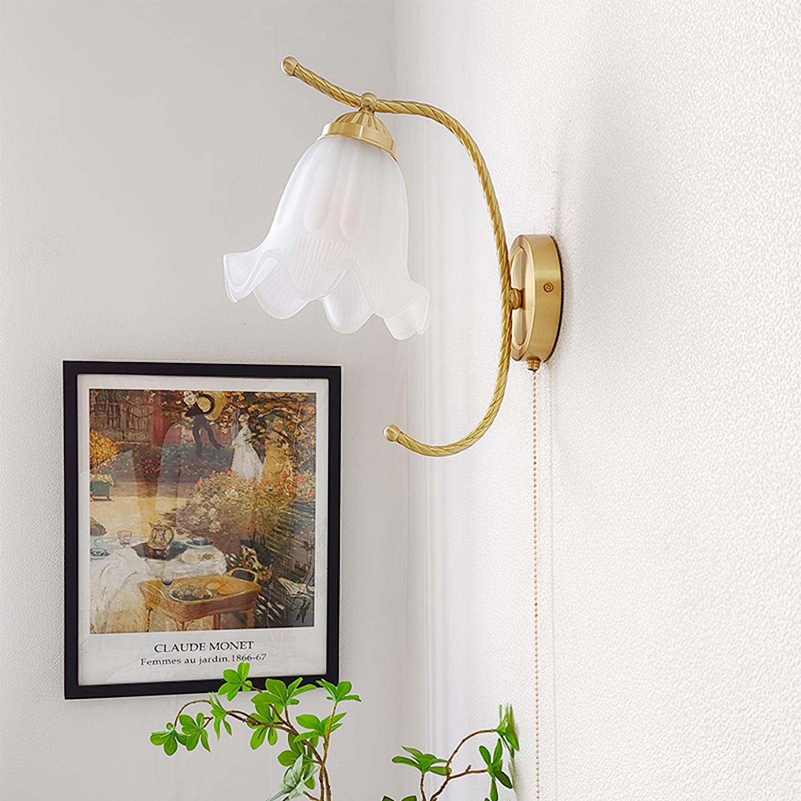Curved Gooseneck Brass Glass Sconce - Letslighting