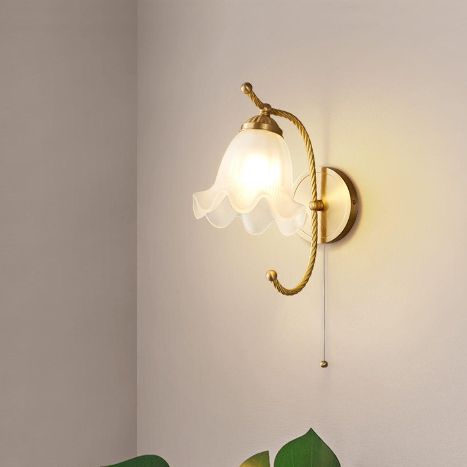 Curved Gooseneck Brass Glass Sconce - Letslighting