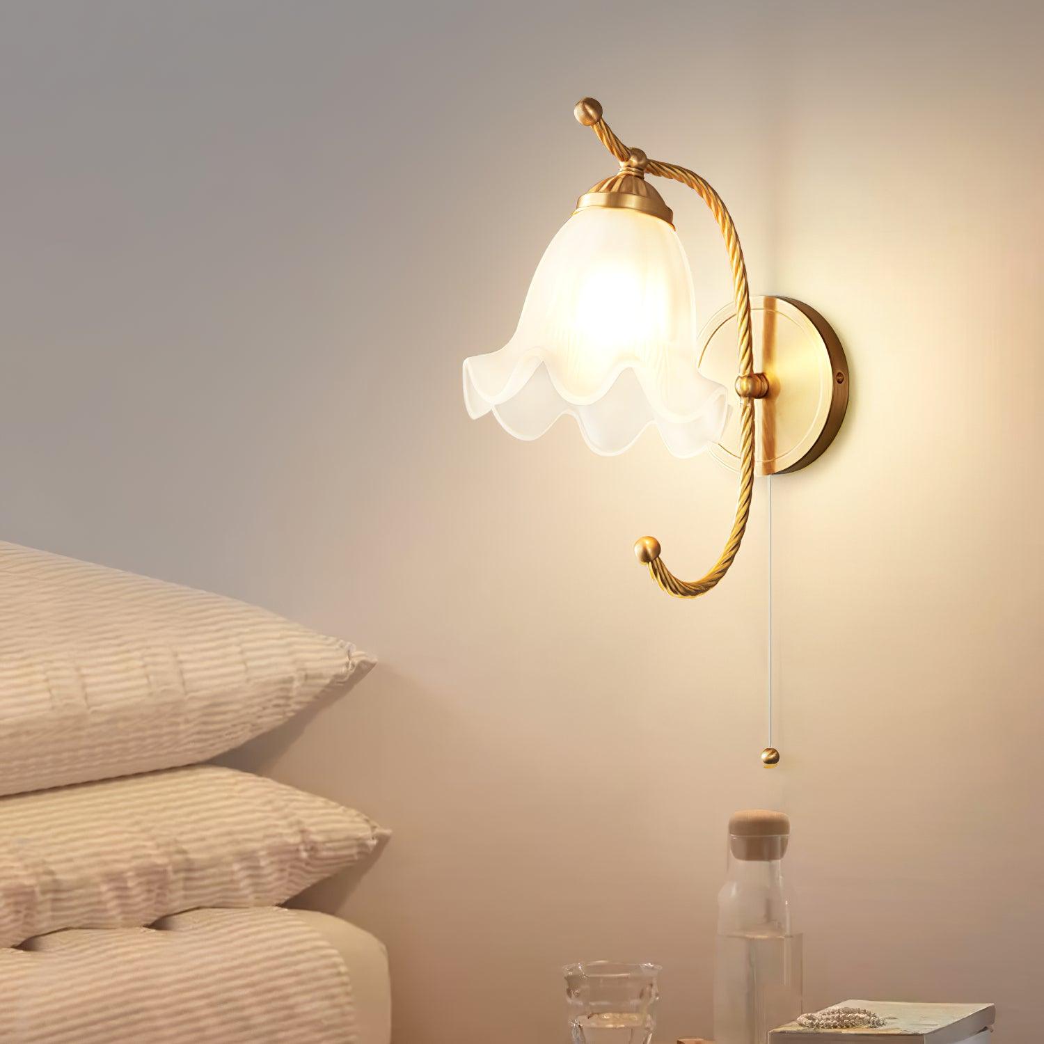 Curved Gooseneck Brass Glass Sconce - Letslighting
