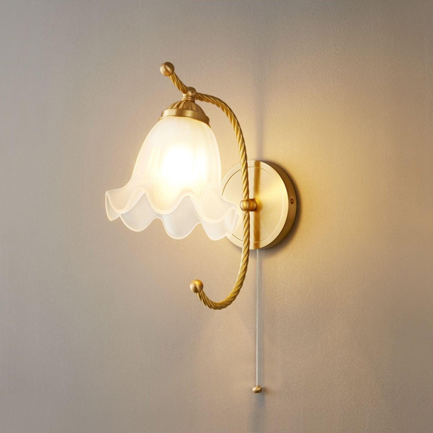 Curved Gooseneck Brass Glass Sconce - Letslighting