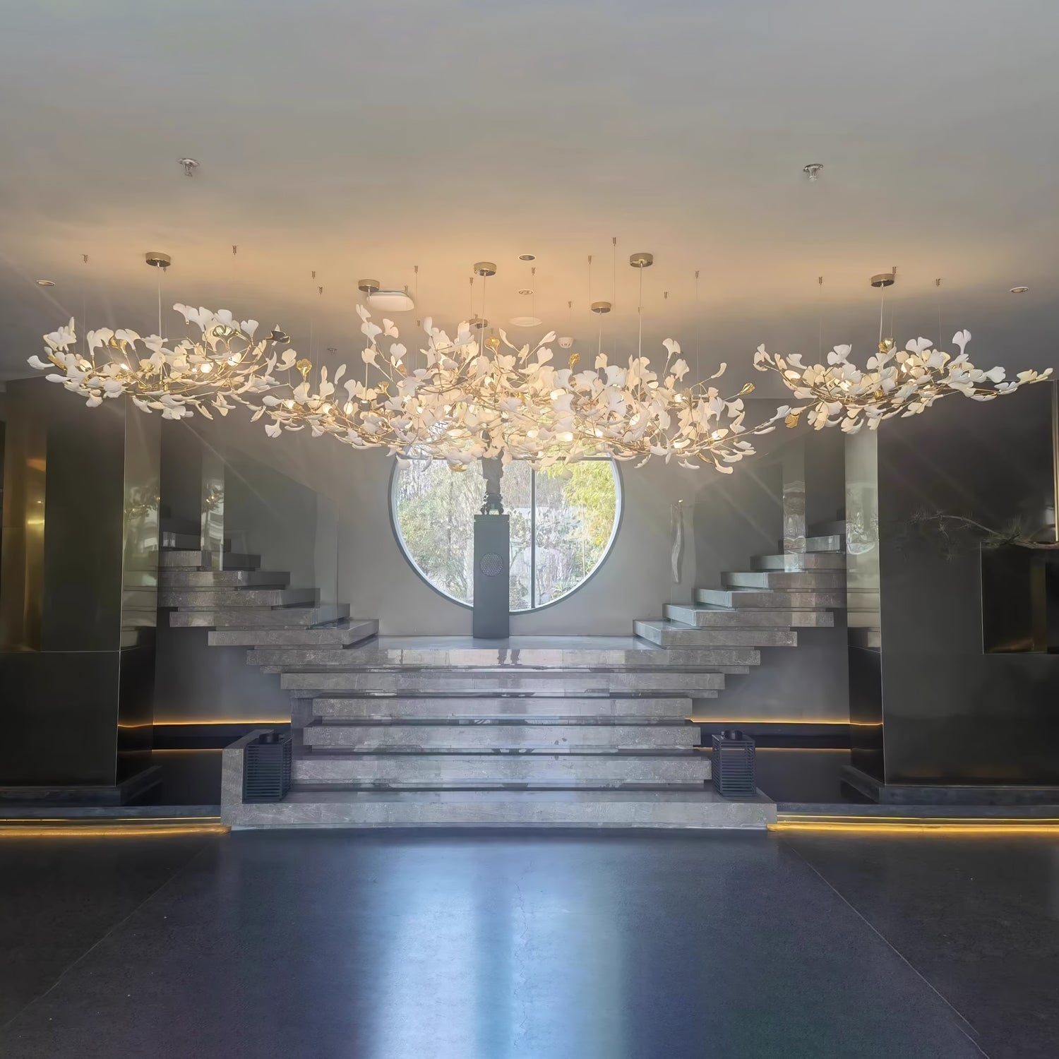 Eurzoris Gingko Metal Leaf Chandelier - Letslighting