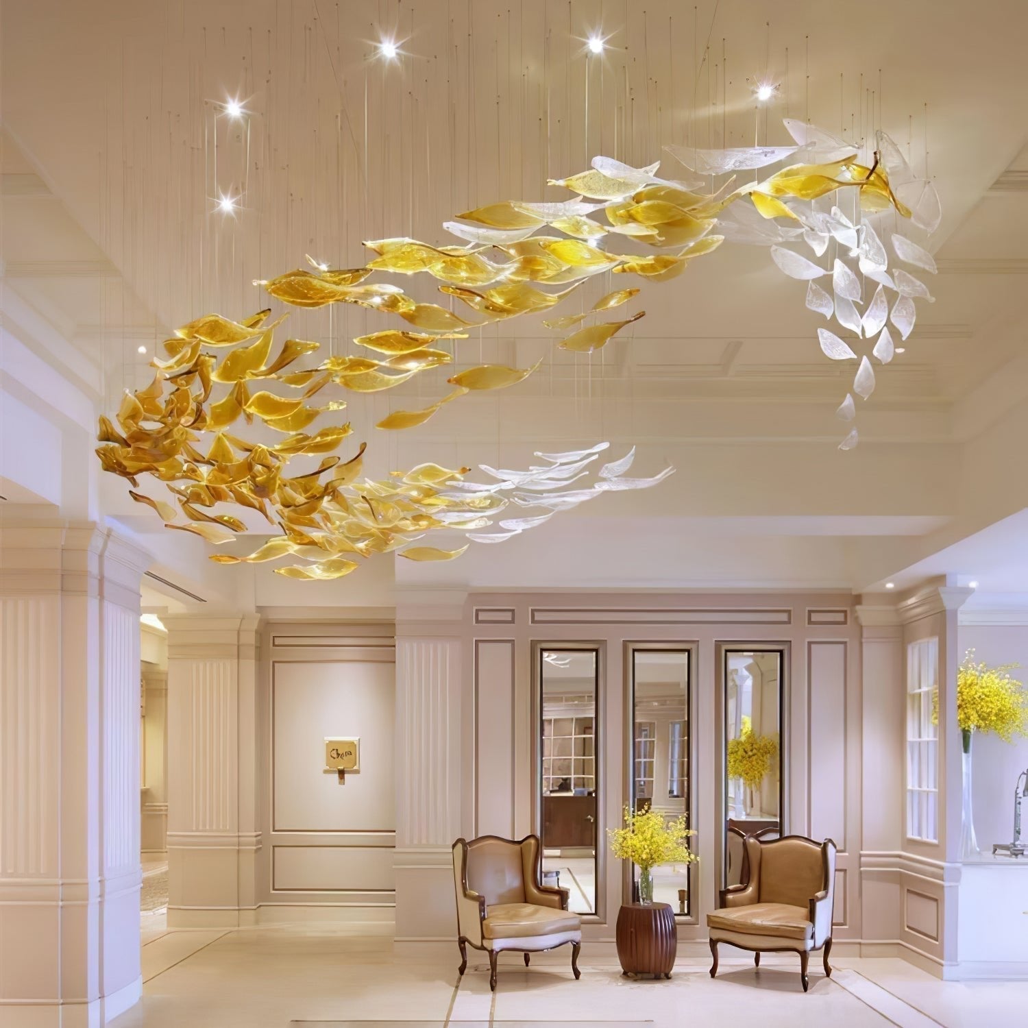 Vamararae Leaf Glass Cascade Chandelier - Letslighting