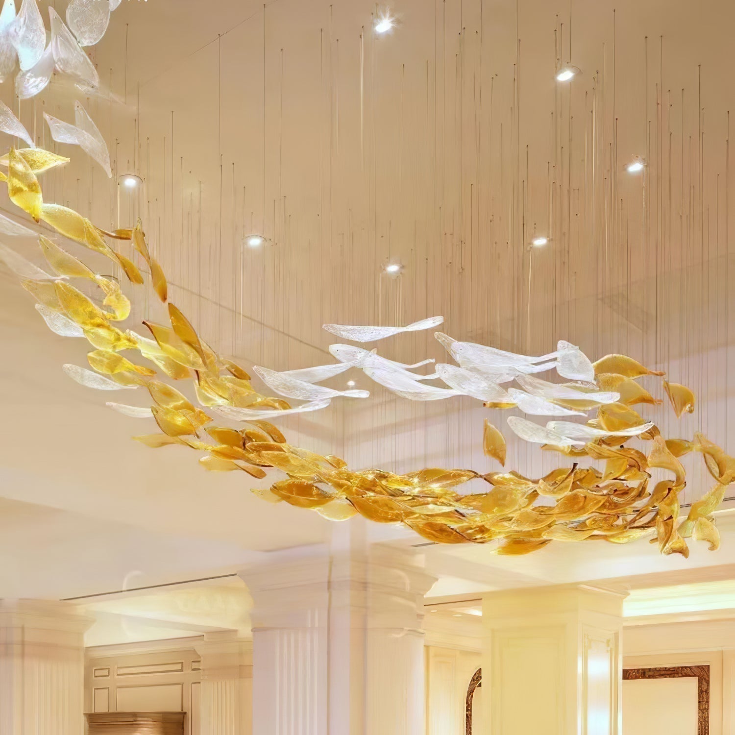 Vamararae Leaf Glass Cascade Chandelier - Letslighting
